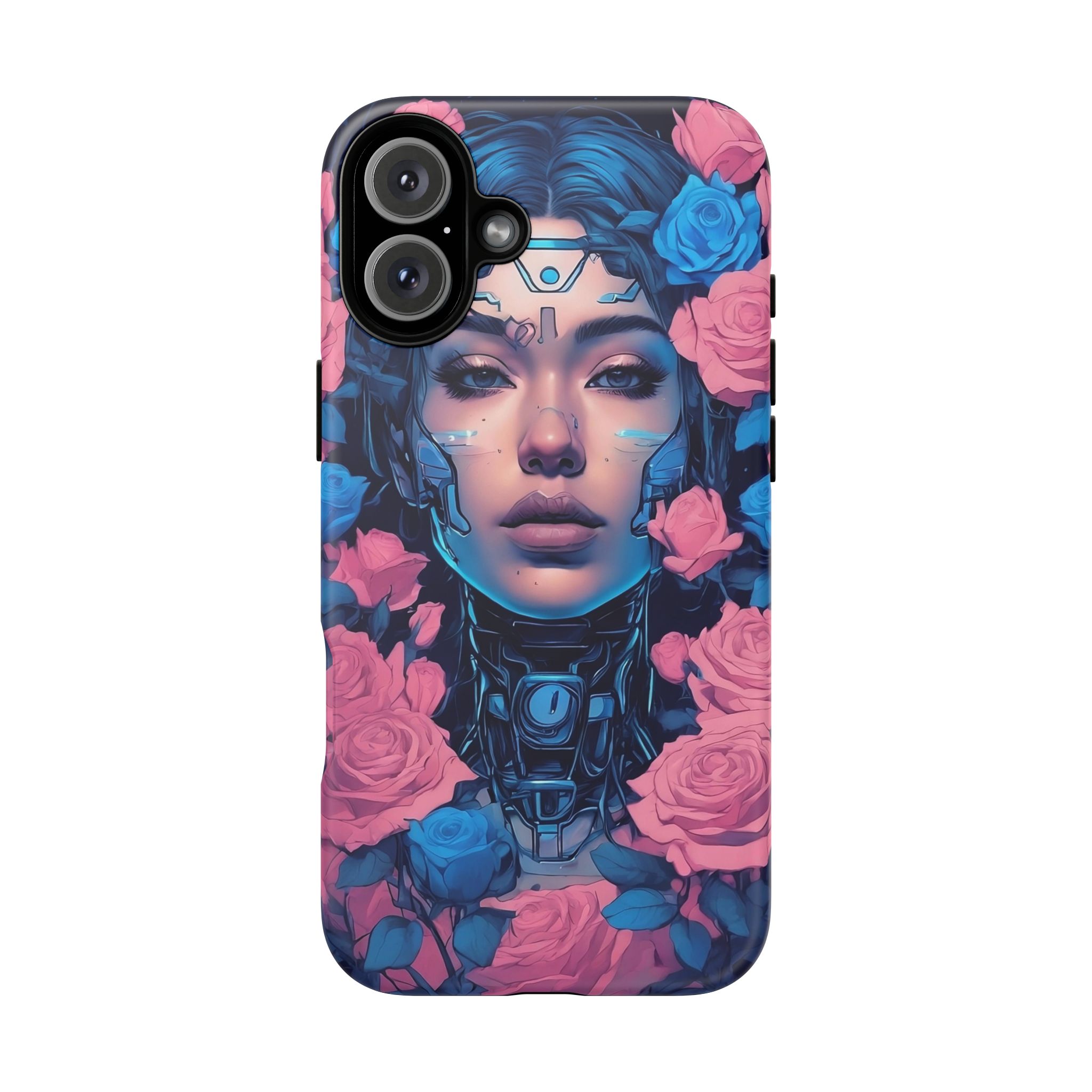 Phone Case, Tough Anime Woman Sci Fi Roses Design, Pink Blue Floral Cover, Protective iPhone Samsung Huawei Google, Gift for Anime Lovers, - Image 77