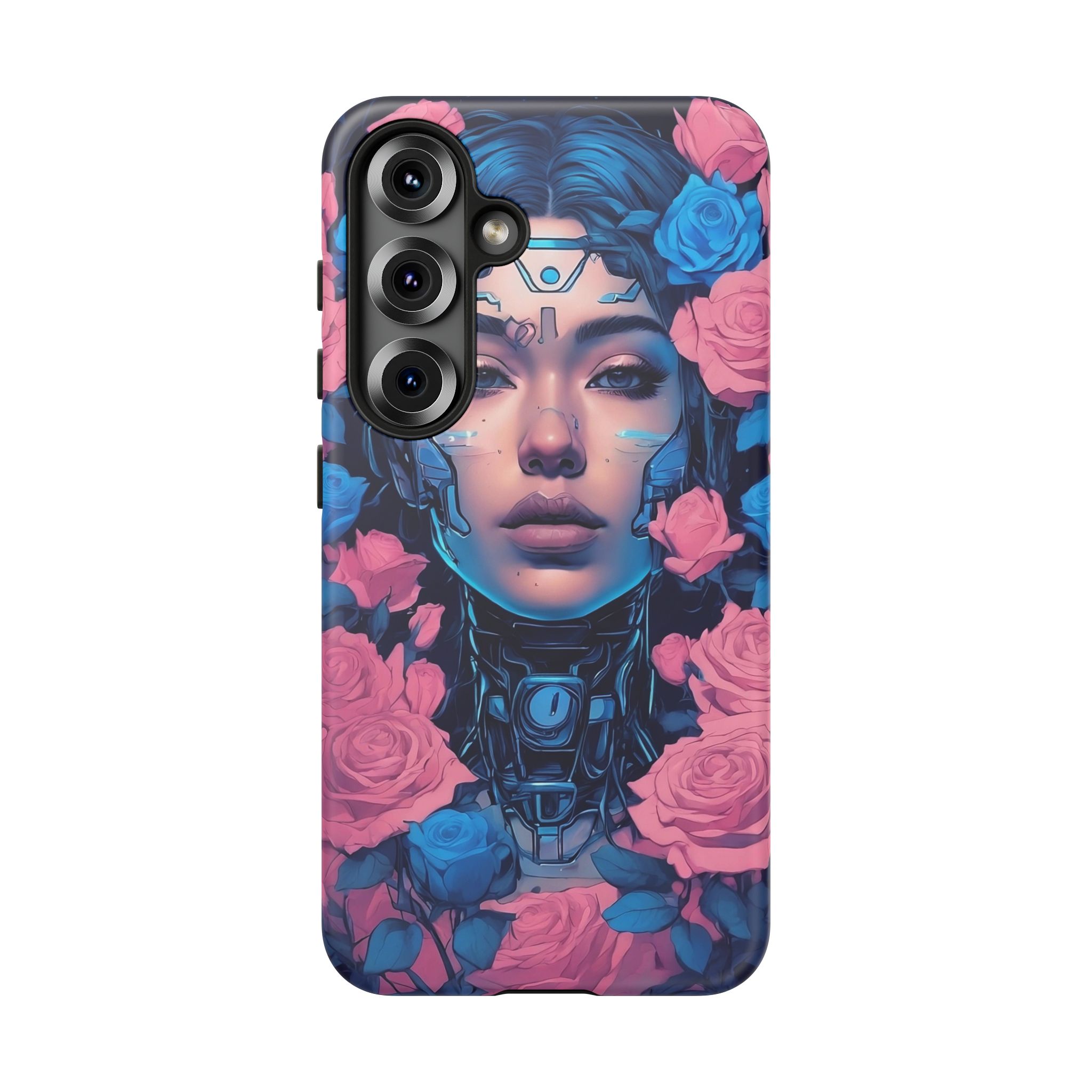 Phone Case, Tough Anime Woman Sci Fi Roses Design, Pink Blue Floral Cover, Protective iPhone Samsung Huawei Google, Gift for Anime Lovers, - Image 119