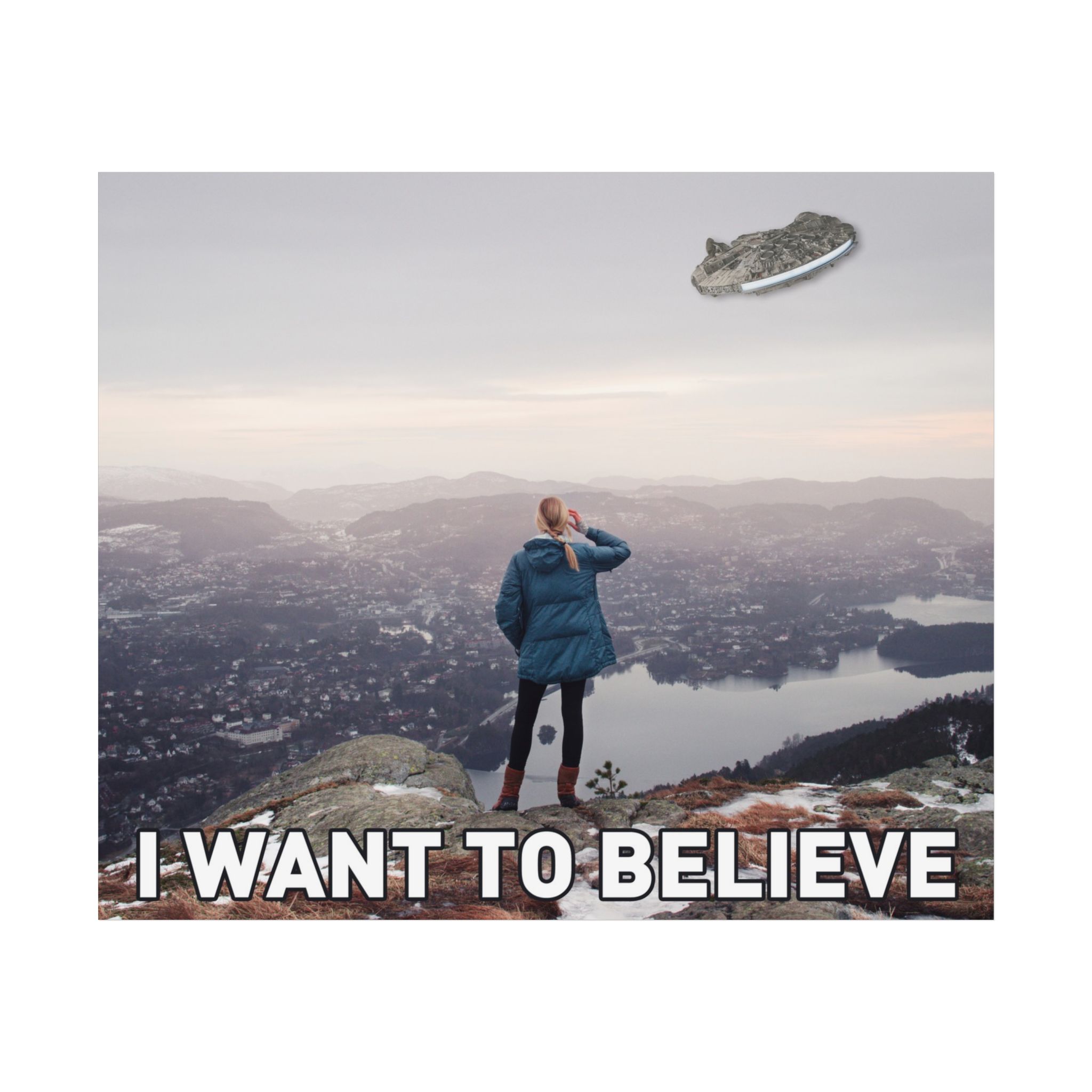I Want to Believe Unframed Posters | I Want to Believe Millenium Falcon Parody Poster | X-files I Want to Believe Parody Poster - Image 13