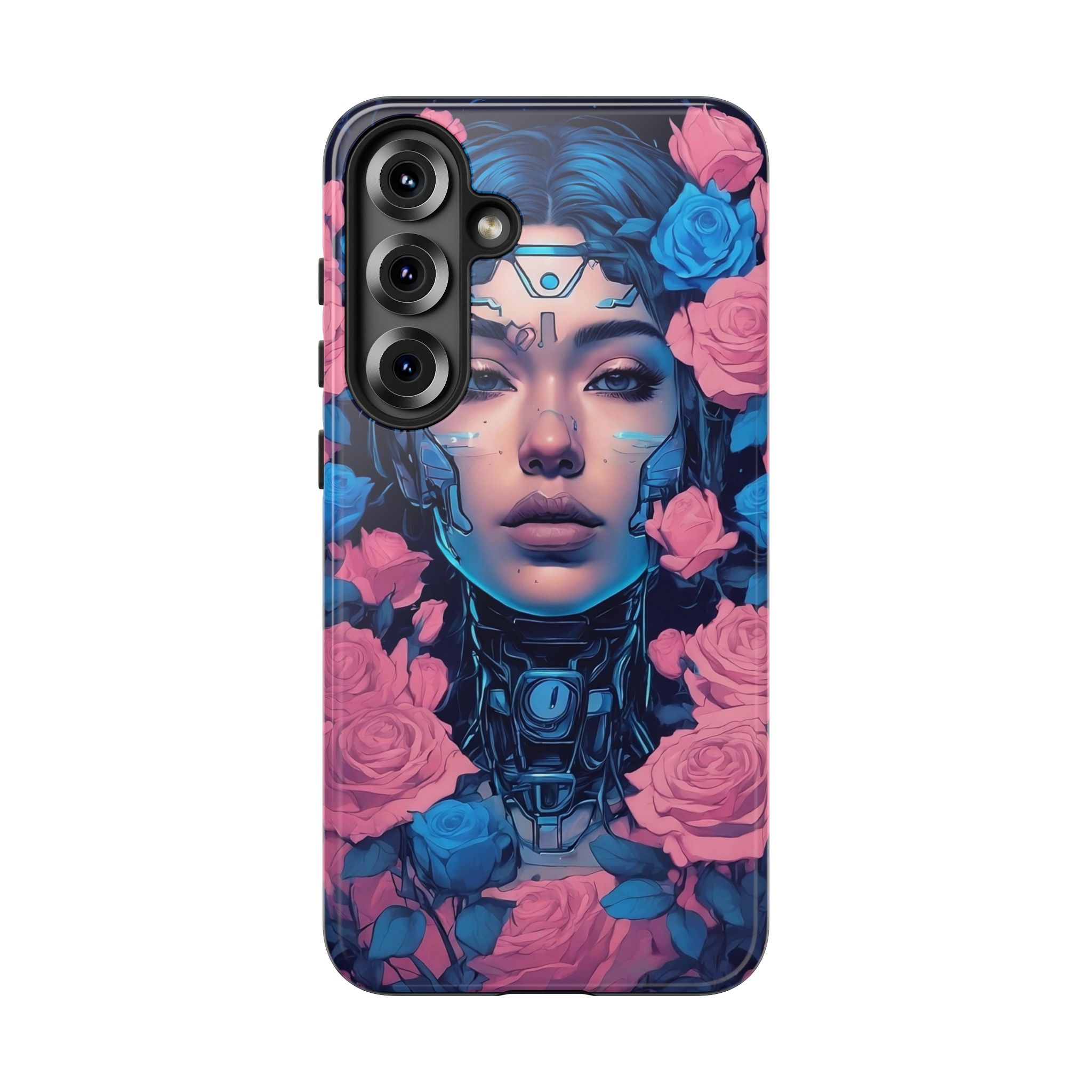 Phone Case, Tough Anime Woman Sci Fi Roses Design, Pink Blue Floral Cover, Protective iPhone Samsung Huawei Google, Gift for Anime Lovers, - Image 123