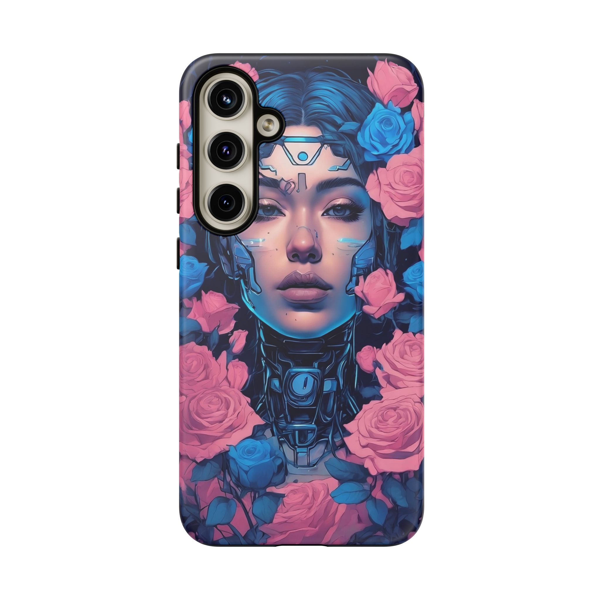 Phone Case, Tough Anime Woman Sci Fi Roses Design, Pink Blue Floral Cover, Protective iPhone Samsung Huawei Google, Gift for Anime Lovers, - Image 37