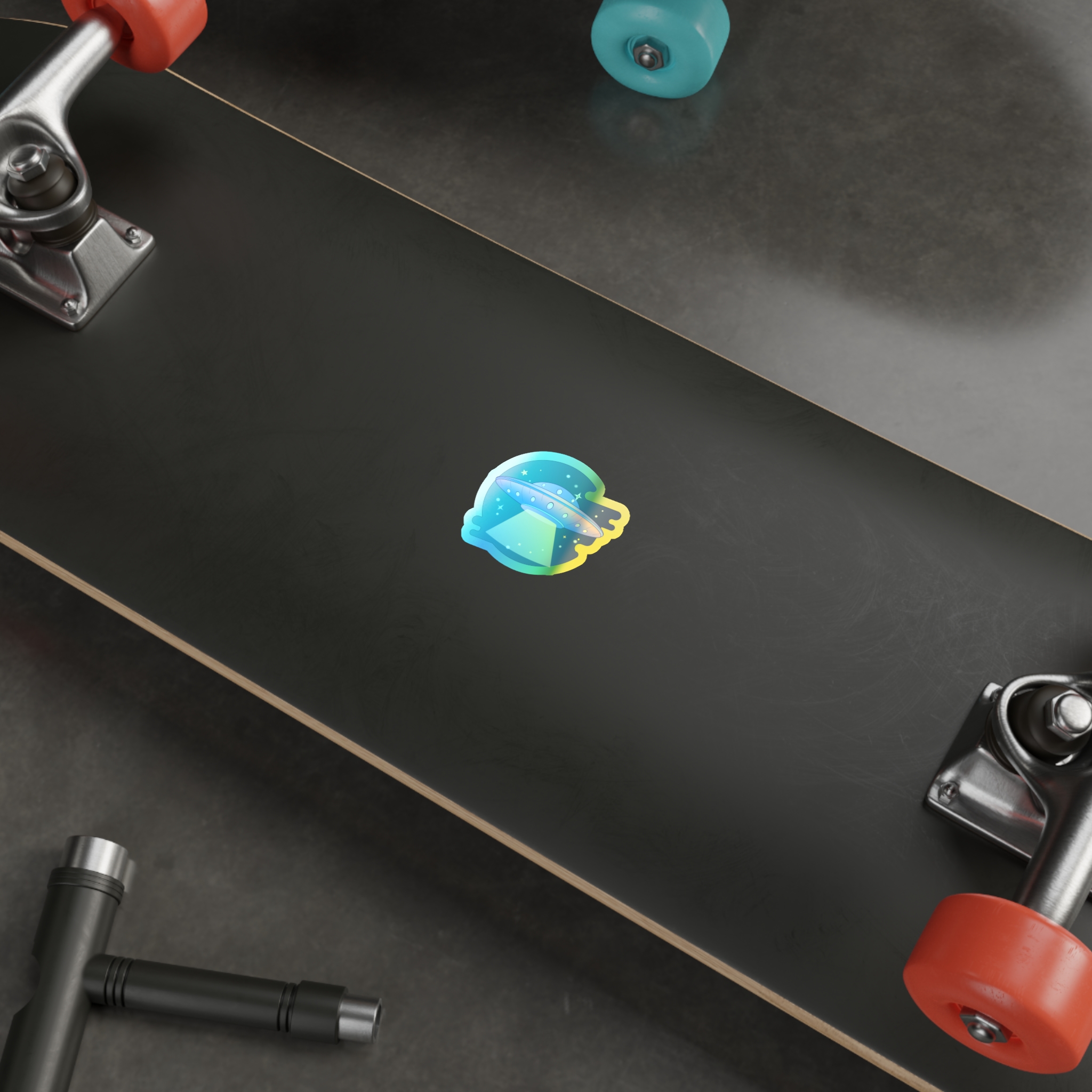 UFO Holographic Die-cut Stickers | UFO Sticker | Alien Holographic Sticker - Image 2
