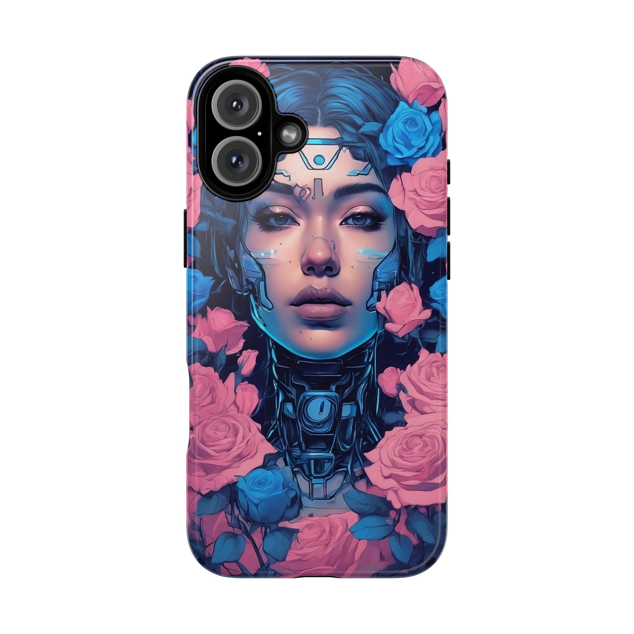 Phone Case, Tough Anime Woman Sci Fi Roses Design, Pink Blue Floral Cover, Protective iPhone Samsung Huawei Google, Gift for Anime Lovers, - Image 73
