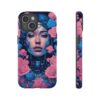 Phone Case, Tough Anime Woman Sci Fi Roses Design, Pink Blue Floral Cover, Protective iPhone Samsung Huawei Google, Gift for Anime Lovers,