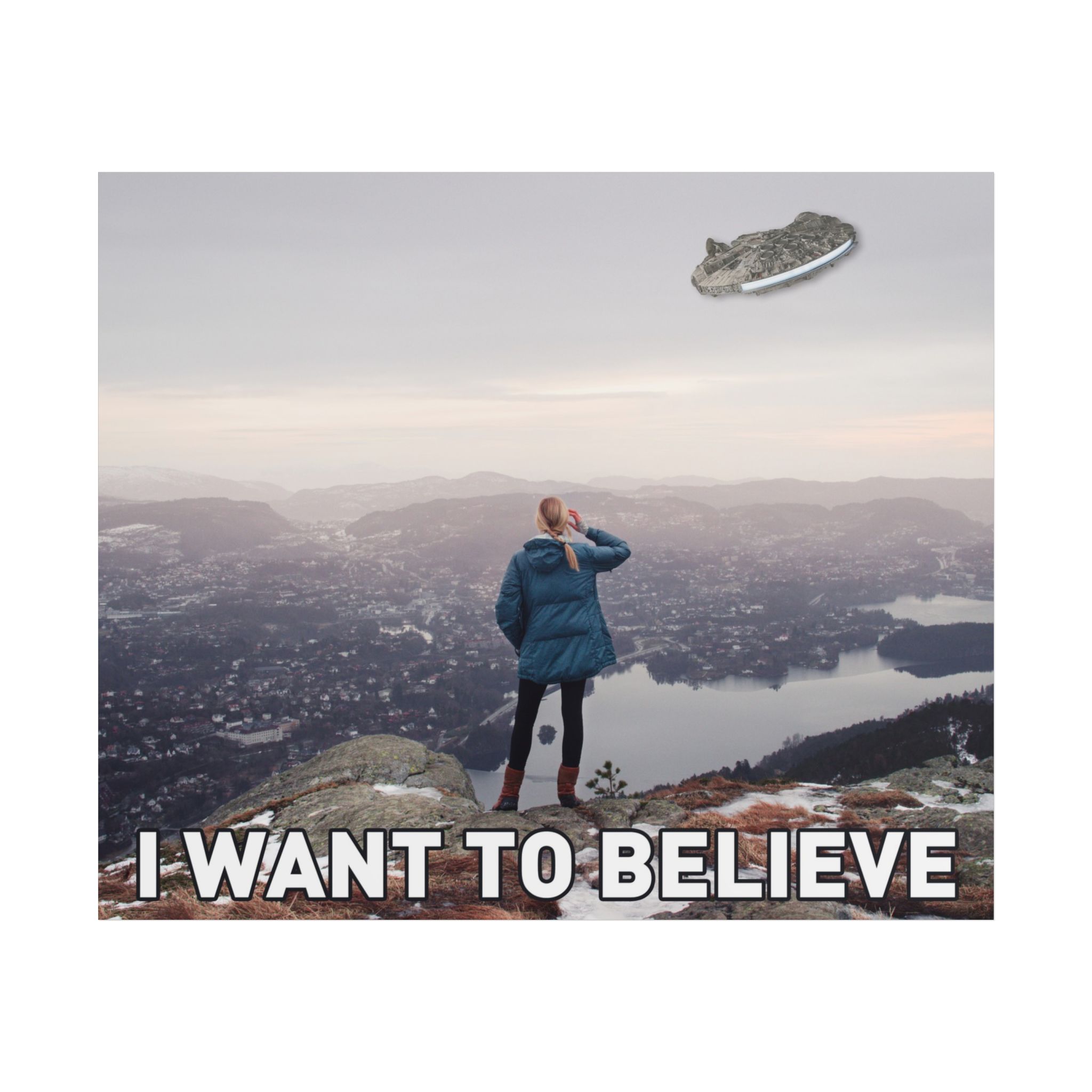 I Want to Believe Unframed Posters | I Want to Believe Millenium Falcon Parody Poster | X-files I Want to Believe Parody Poster - Image 16