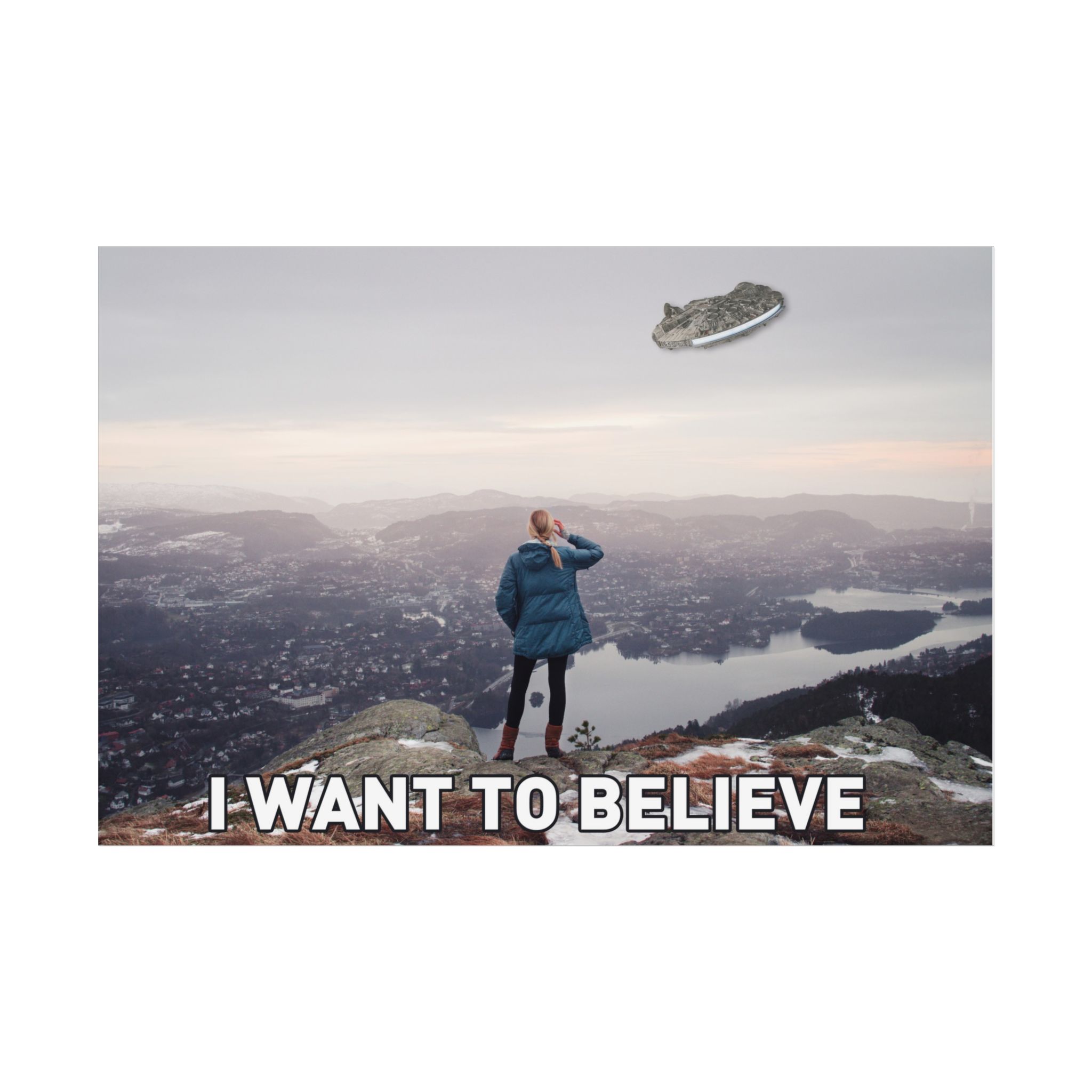 I Want to Believe Unframed Posters | I Want to Believe Millenium Falcon Parody Poster | X-files I Want to Believe Parody Poster - Image 7