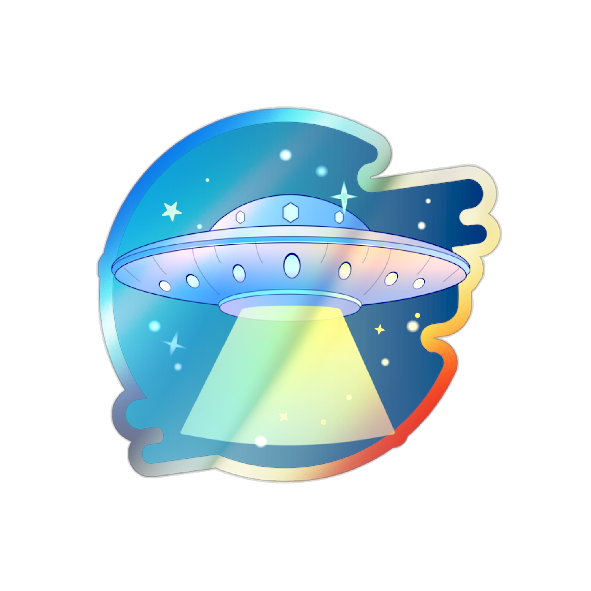 UFO Holographic Die-cut Stickers | UFO Sticker | Alien Holographic Sticker