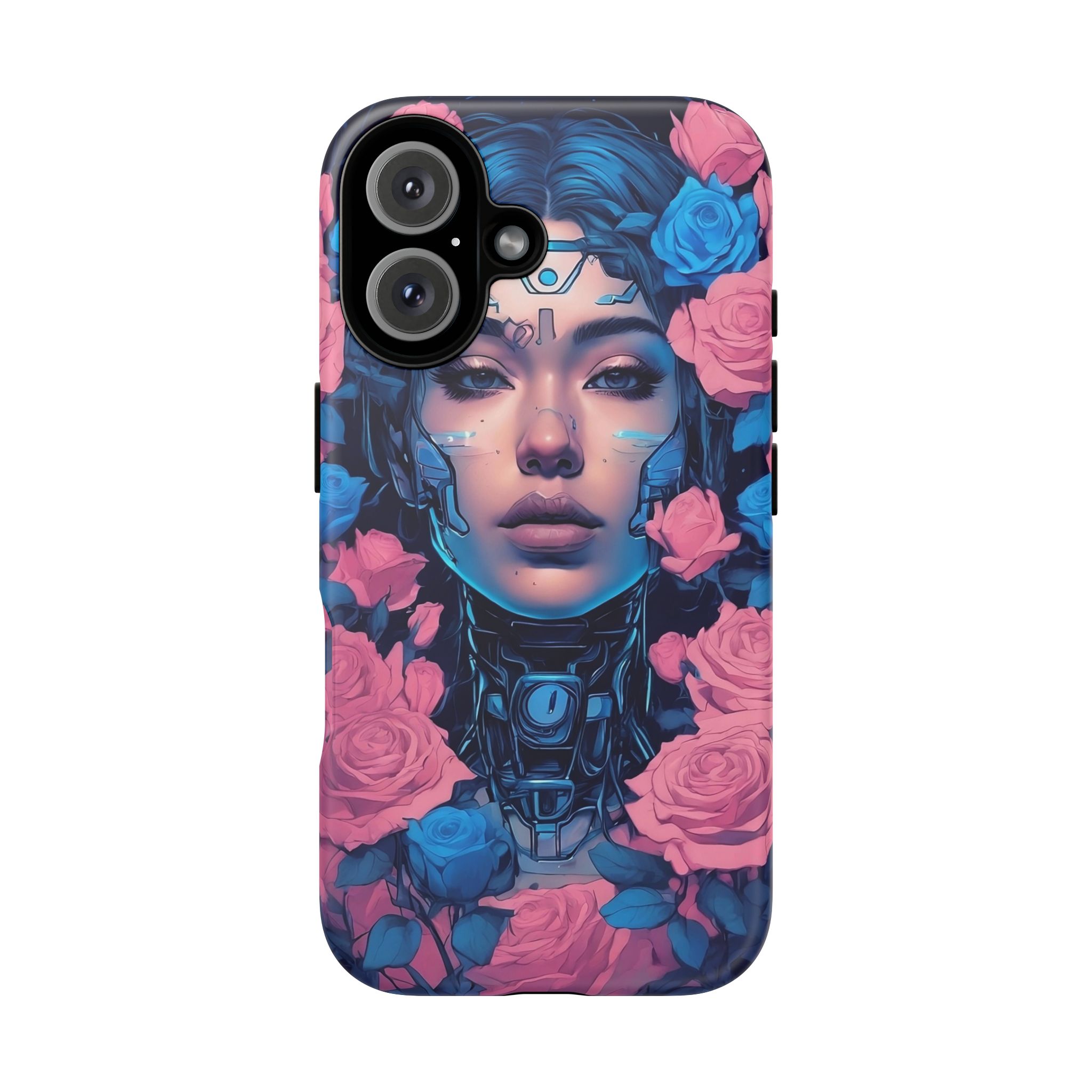 Phone Case, Tough Anime Woman Sci Fi Roses Design, Pink Blue Floral Cover, Protective iPhone Samsung Huawei Google, Gift for Anime Lovers, - Image 69
