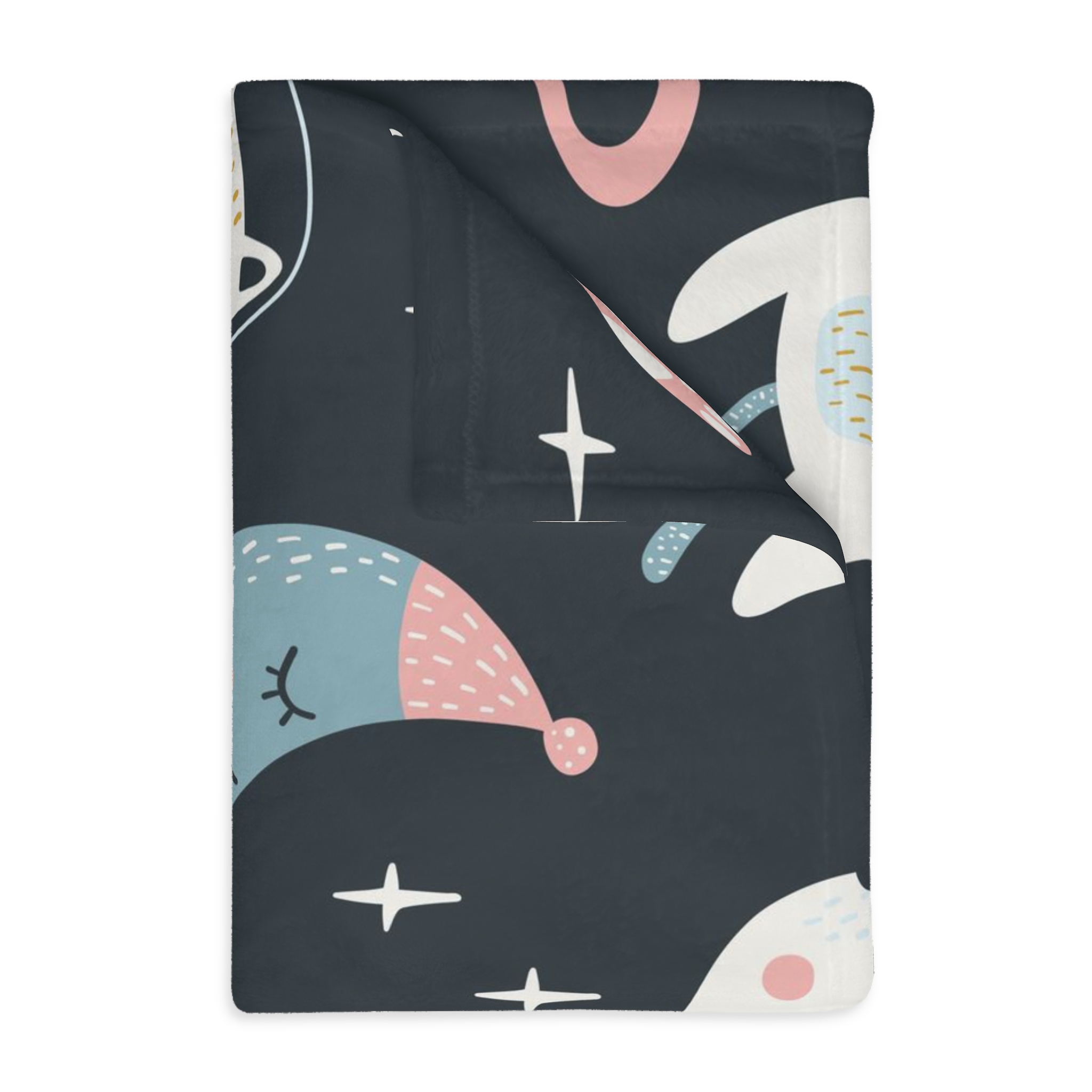 Cat Astronauts Velveteen Minky Baby Blanket 40" x 30" | Minky Blanket | Astronaut Baby Blanket - Image 3