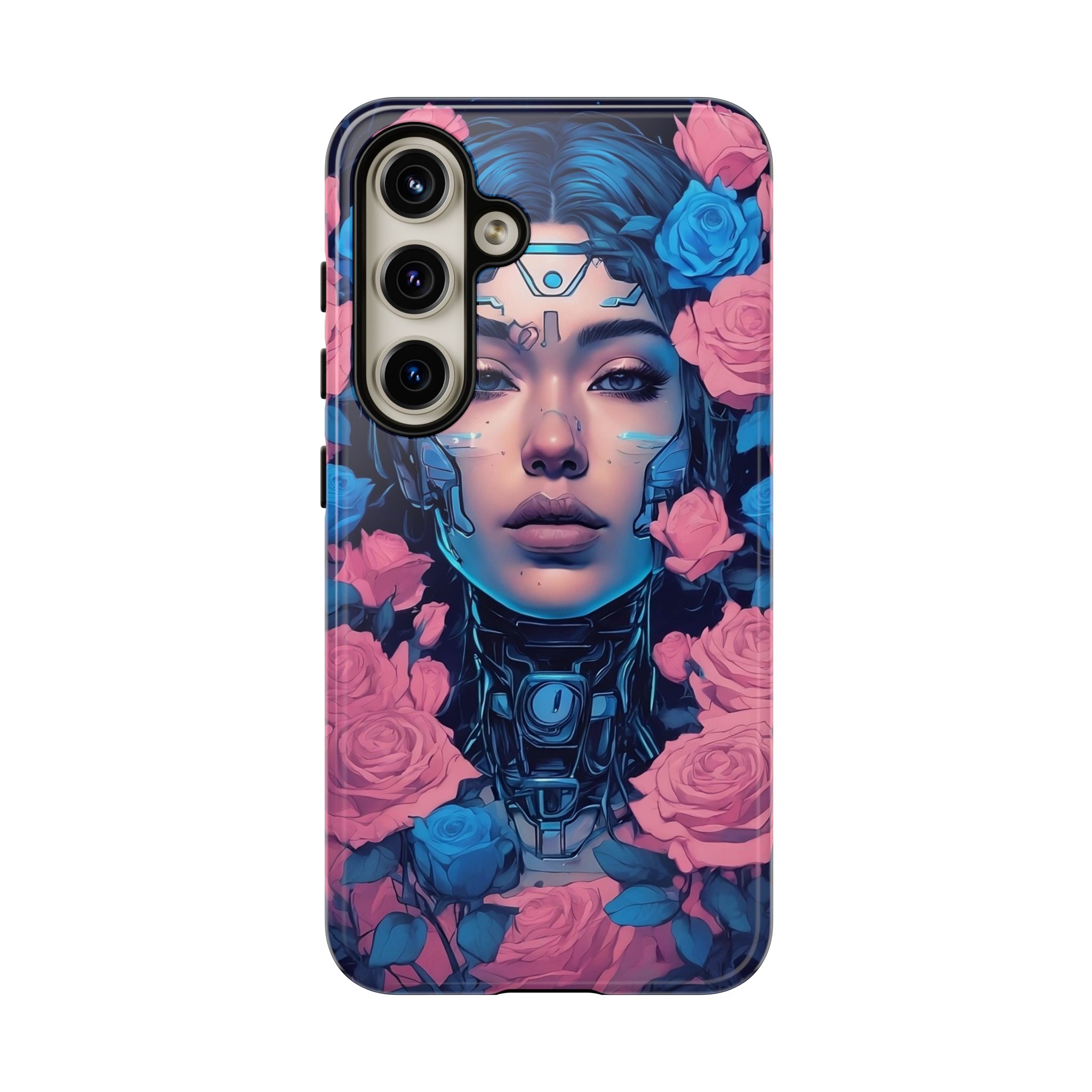 Phone Case, Tough Anime Woman Sci Fi Roses Design, Pink Blue Floral Cover, Protective iPhone Samsung Huawei Google, Gift for Anime Lovers, - Image 25