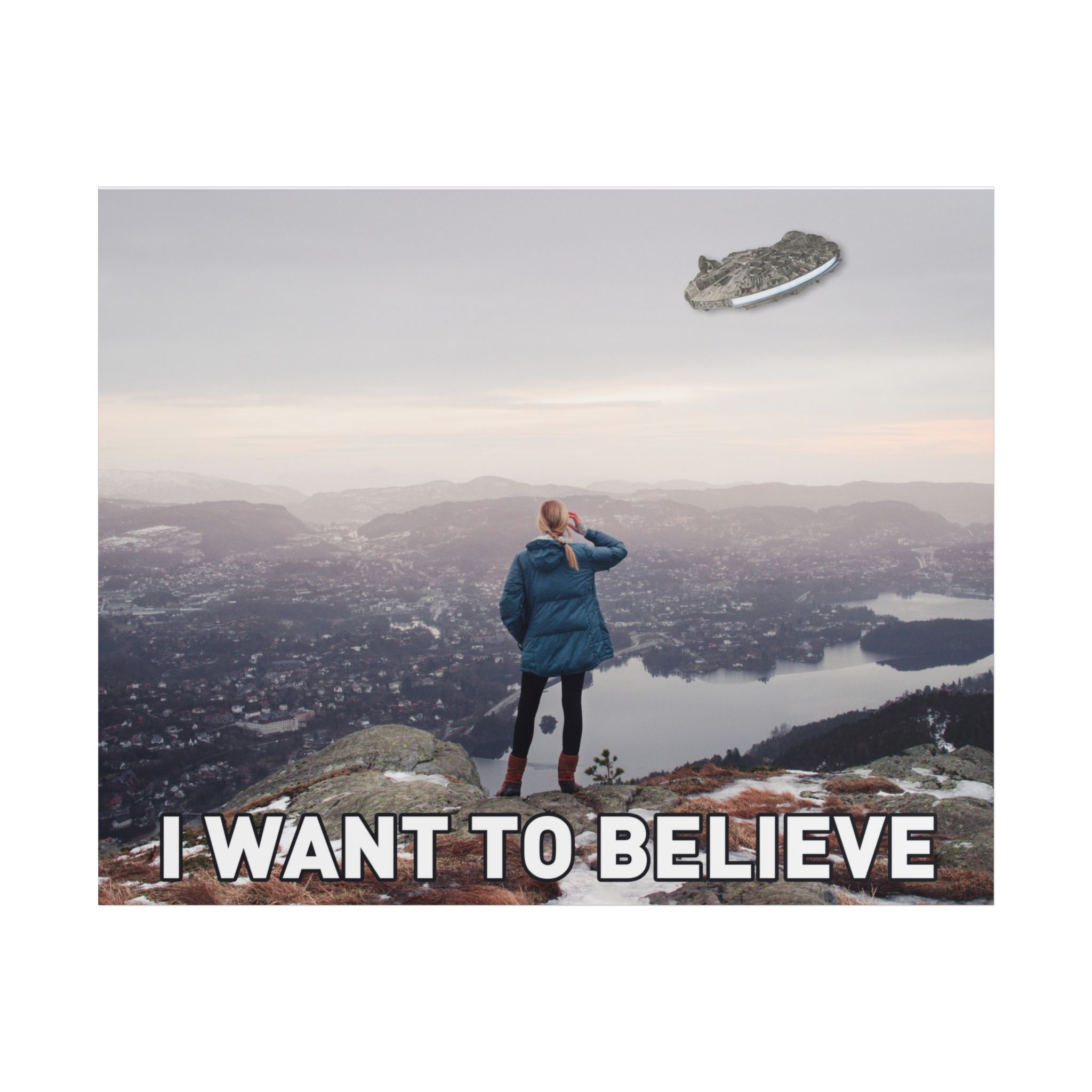 I Want to Believe Unframed Posters | I Want to Believe Millenium Falcon Parody Poster | X-files I Want to Believe Parody Poster - Image 4