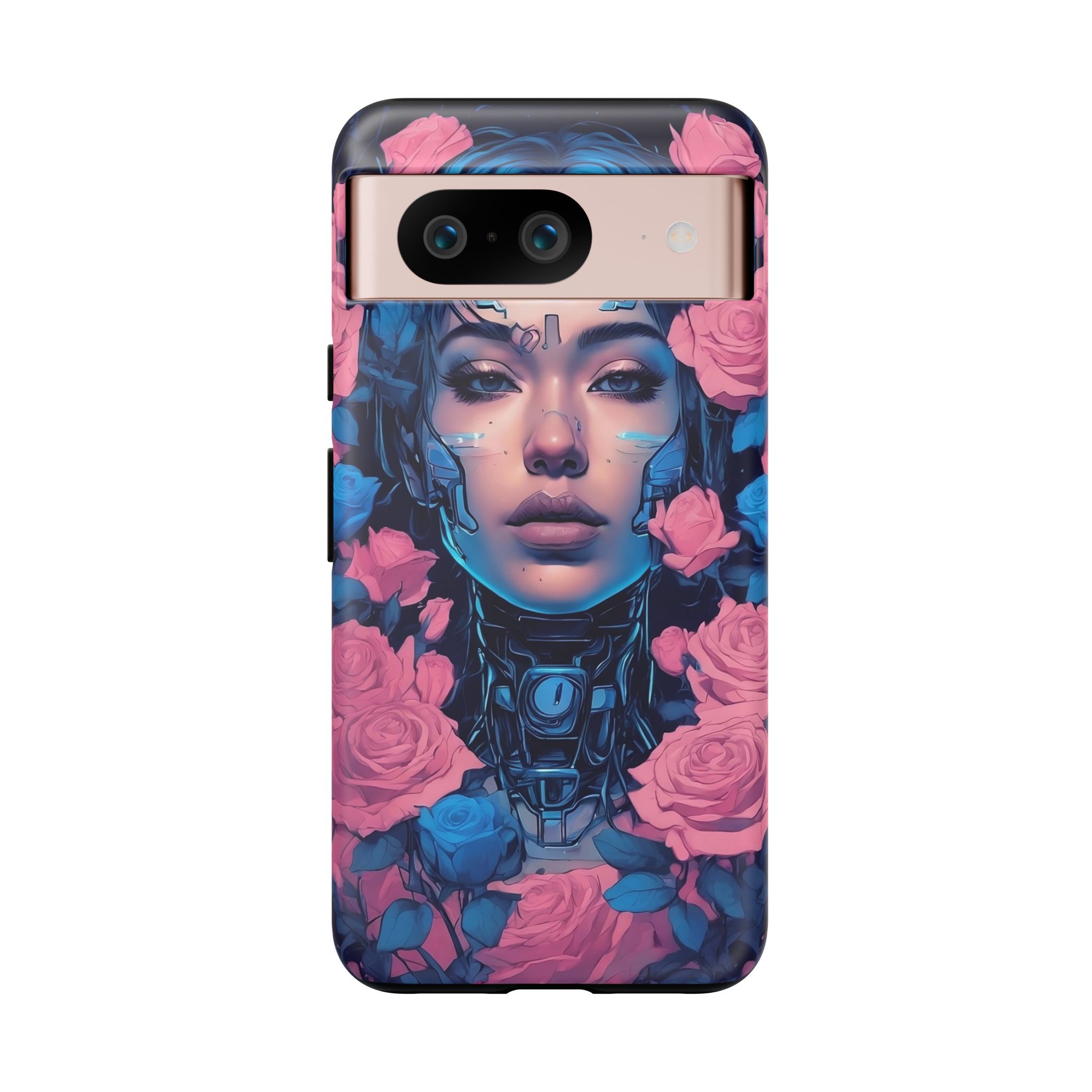 Phone Case, Tough Anime Woman Sci Fi Roses Design, Pink Blue Floral Cover, Protective iPhone Samsung Huawei Google, Gift for Anime Lovers, - Image 61