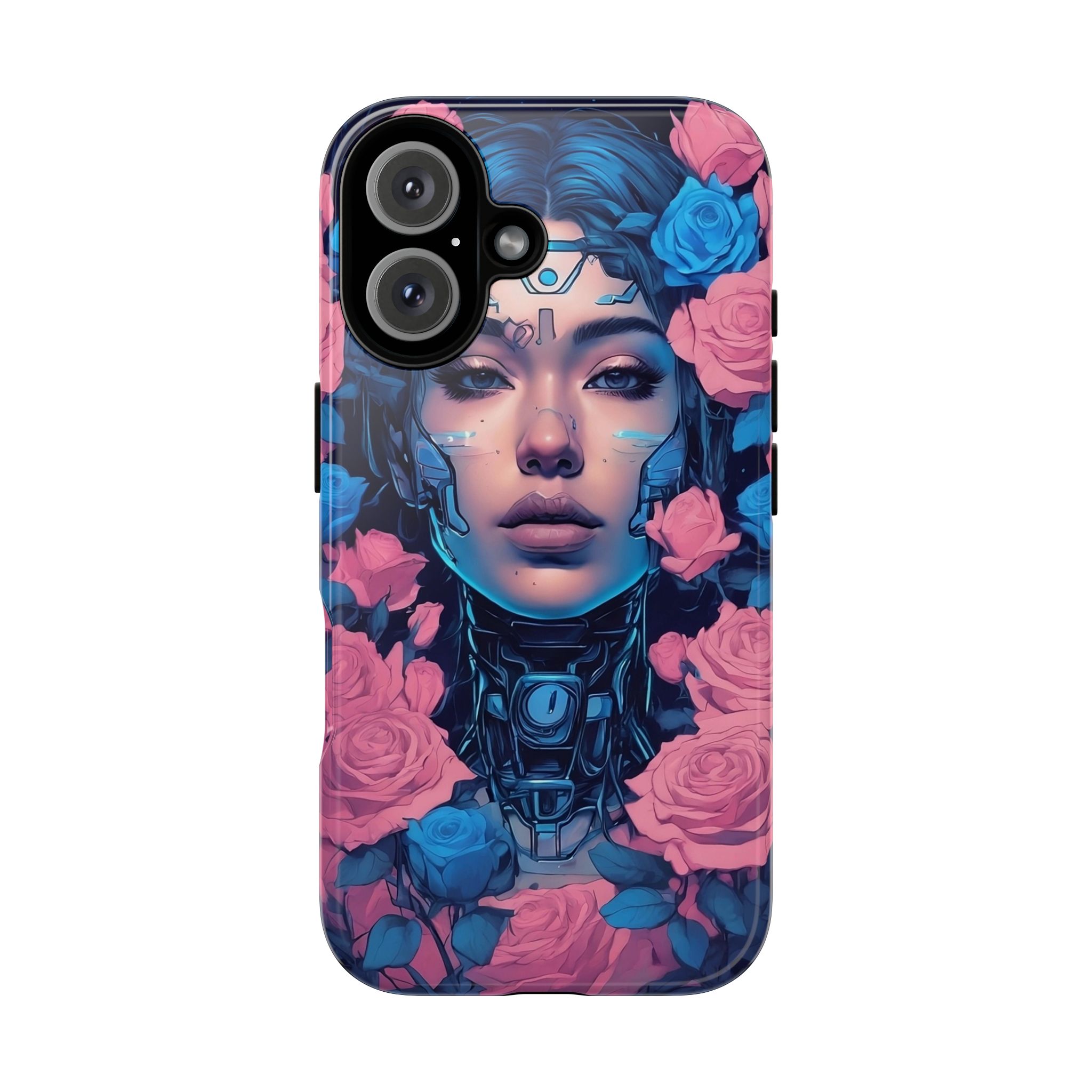 Phone Case, Tough Anime Woman Sci Fi Roses Design, Pink Blue Floral Cover, Protective iPhone Samsung Huawei Google, Gift for Anime Lovers, - Image 65