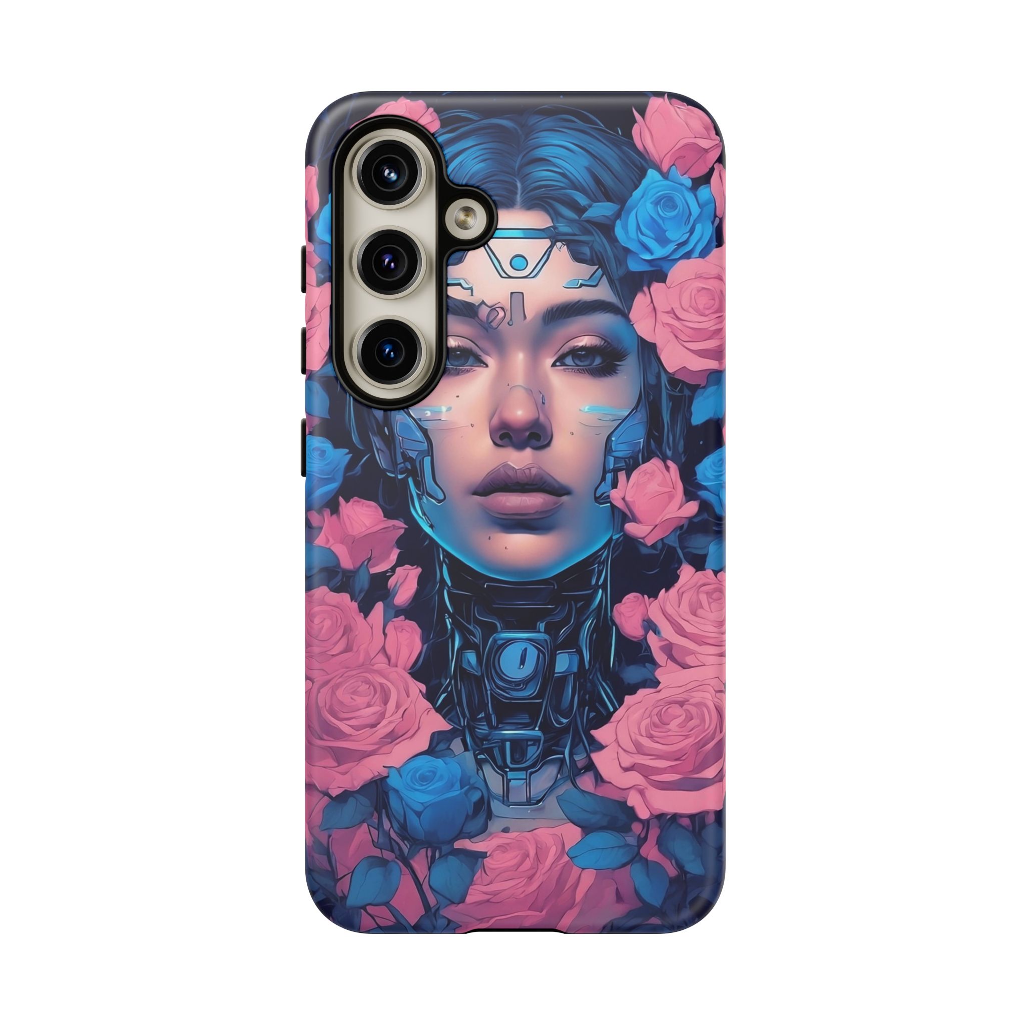 Phone Case, Tough Anime Woman Sci Fi Roses Design, Pink Blue Floral Cover, Protective iPhone Samsung Huawei Google, Gift for Anime Lovers, - Image 29