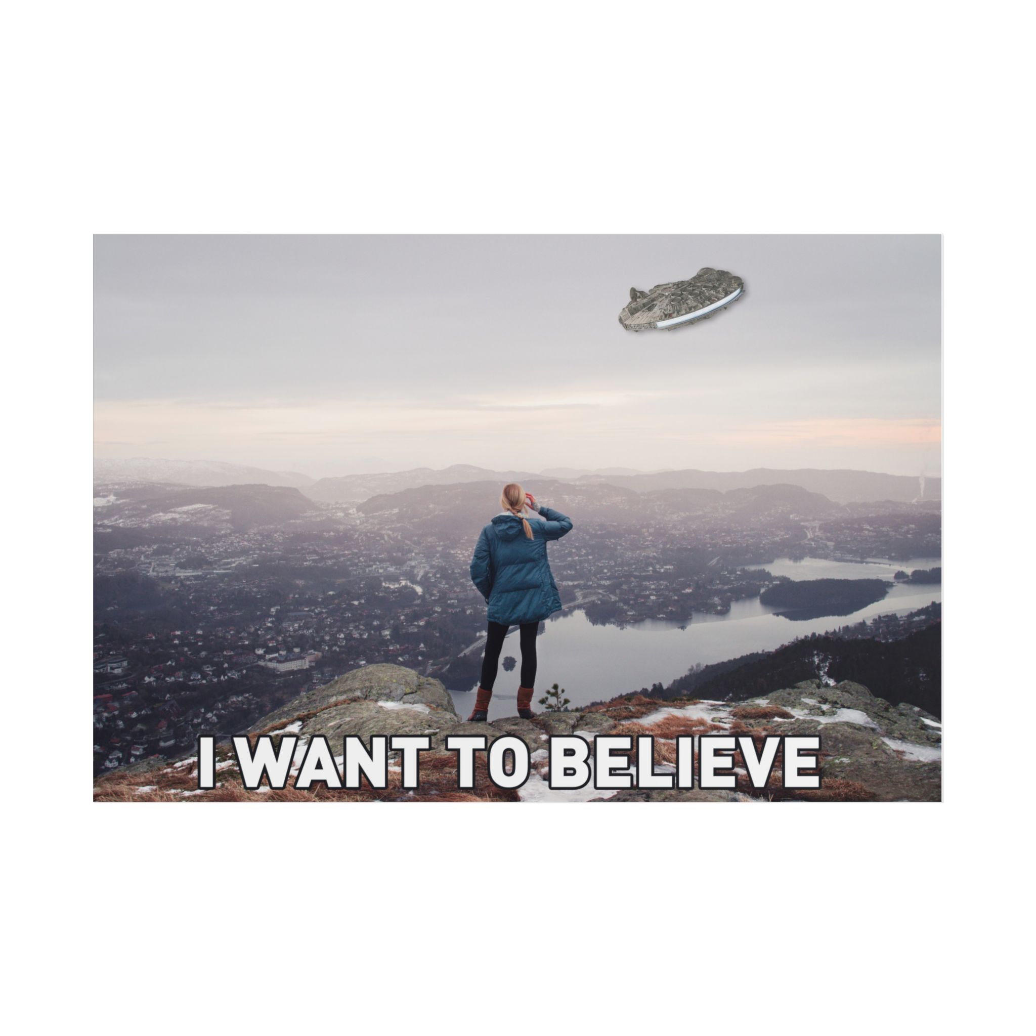 I Want to Believe Unframed Posters | I Want to Believe Millenium Falcon Parody Poster | X-files I Want to Believe Parody Poster - Image 10