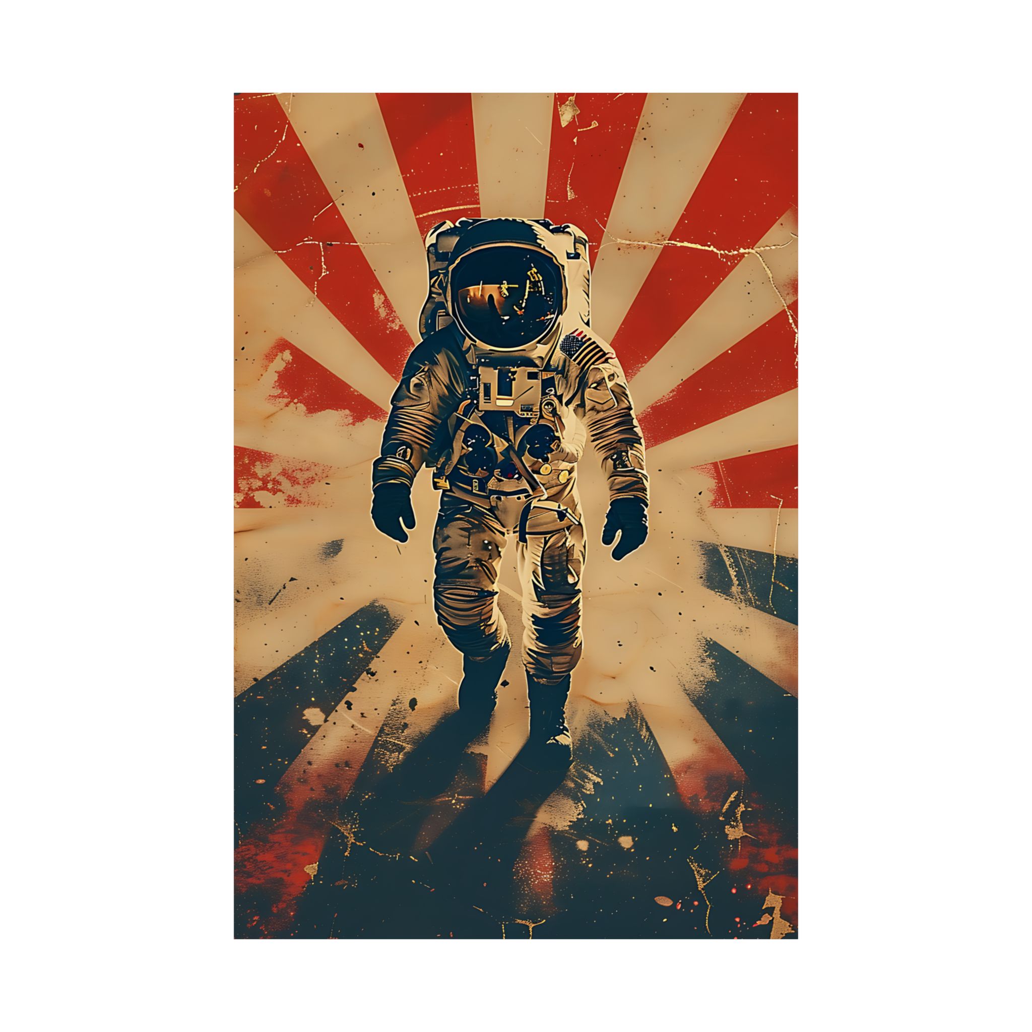 Astronaut Wall Art, Vintage Retro Astronaut Matte Vertical Poster 24" x 36" - Image 2