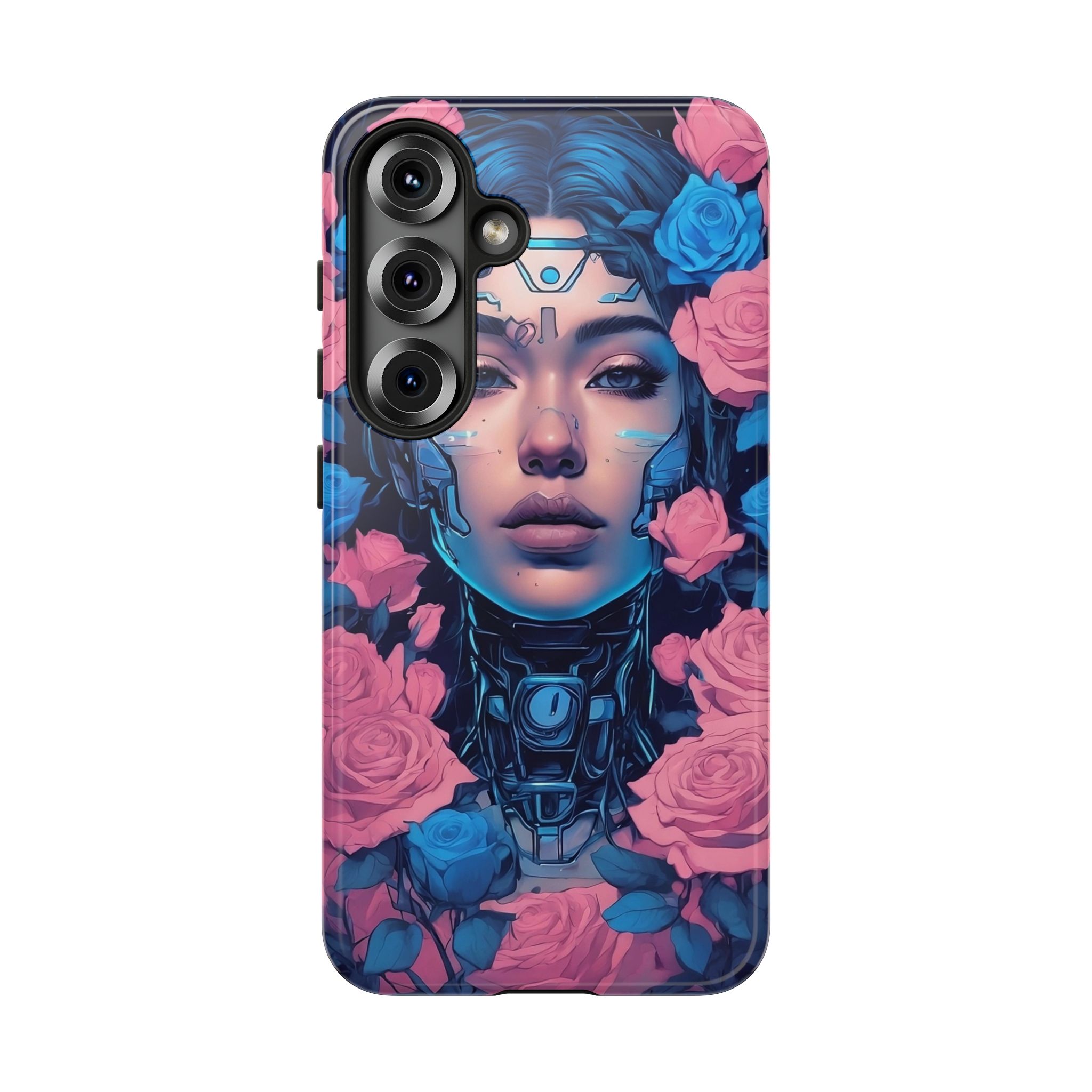 Phone Case, Tough Anime Woman Sci Fi Roses Design, Pink Blue Floral Cover, Protective iPhone Samsung Huawei Google, Gift for Anime Lovers, - Image 115