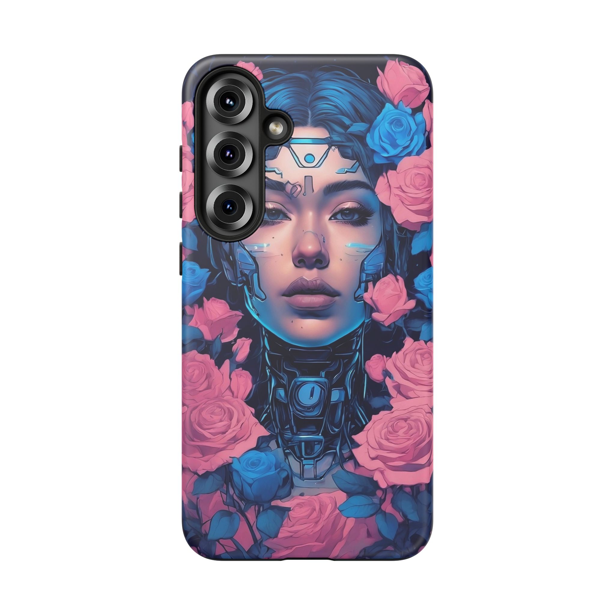 Phone Case, Tough Anime Woman Sci Fi Roses Design, Pink Blue Floral Cover, Protective iPhone Samsung Huawei Google, Gift for Anime Lovers, - Image 127
