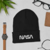 NASA Worm Logo Cuffed Beanie | Unisex Embroidered Space Hat