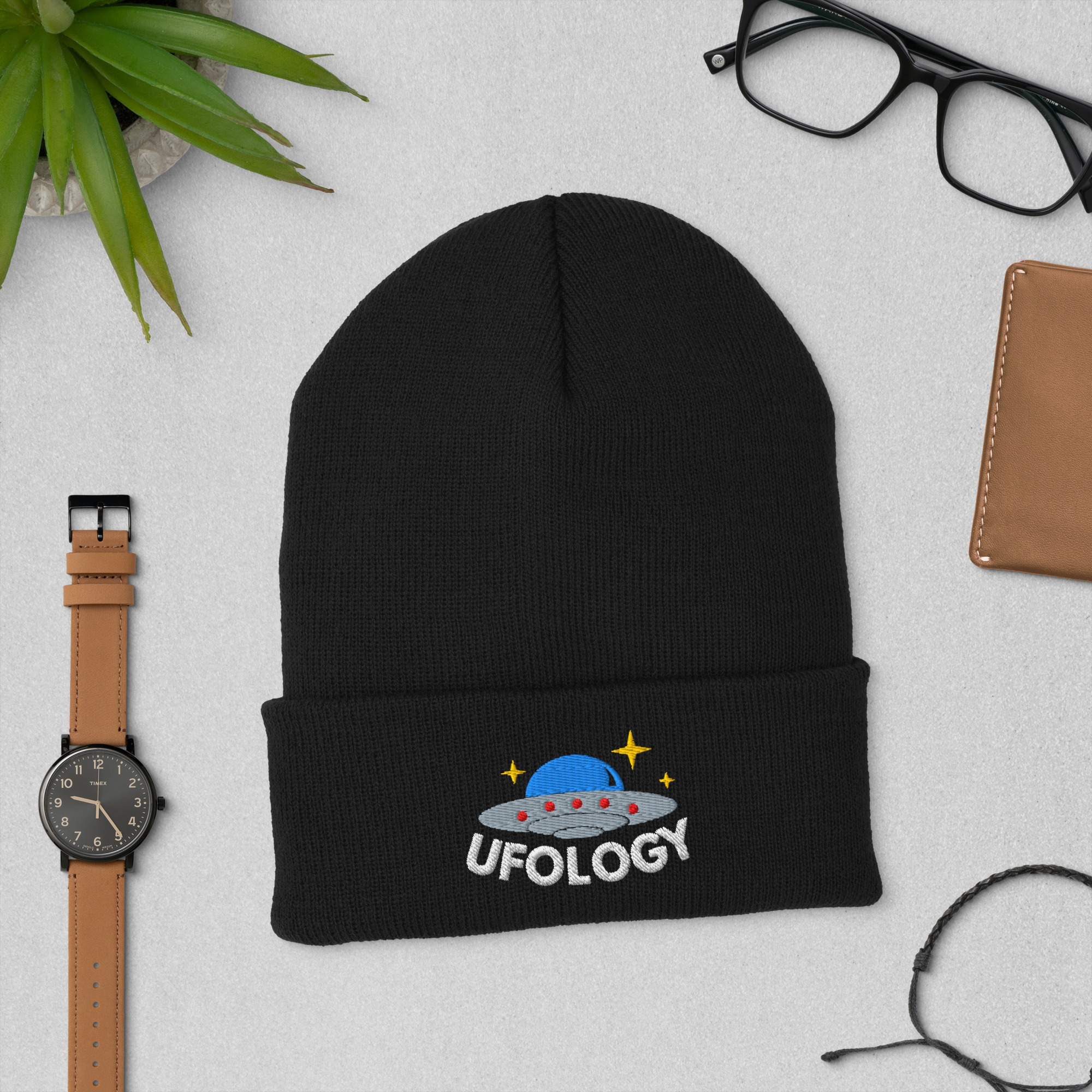 UFO Ufology Cuffed Beanie | Alien Believer Winter Hat