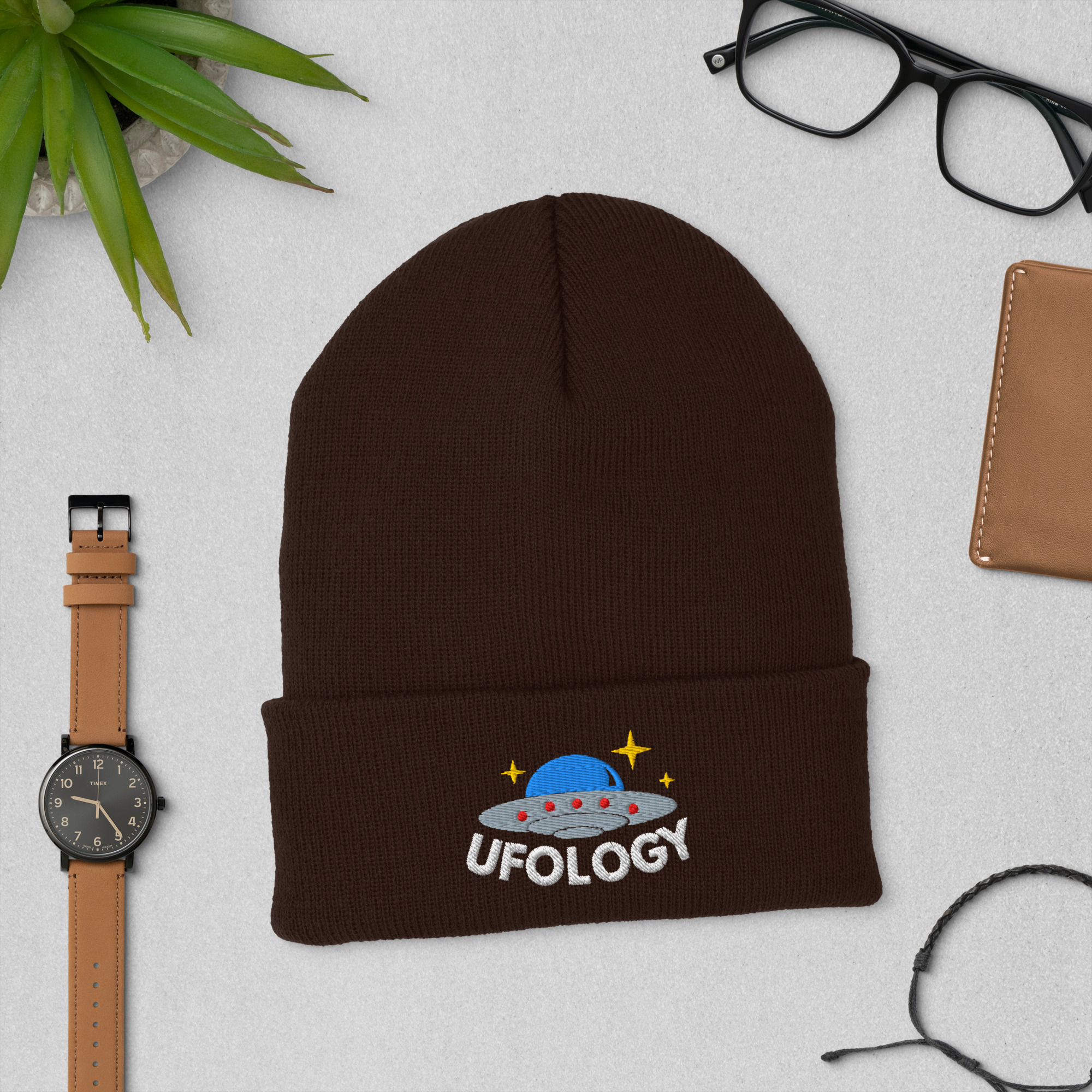 UFO Ufology Cuffed Beanie | Alien Believer Winter Hat - Image 2