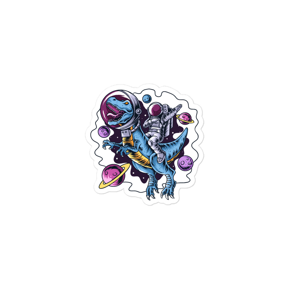 Astronaut Riding a T-Rex Sticker | Fun Dinosaur Space Decal