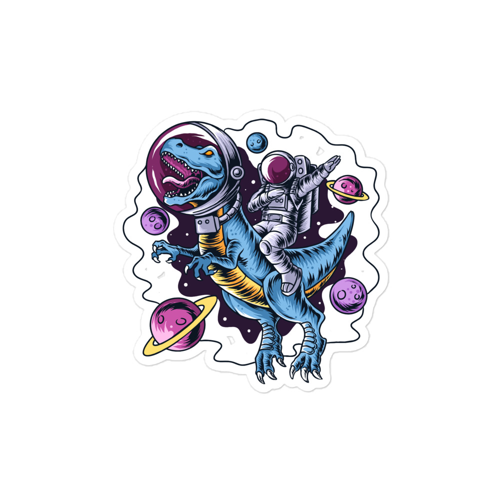 Astronaut Riding a T-Rex Sticker | Fun Dinosaur Space Decal - Image 2