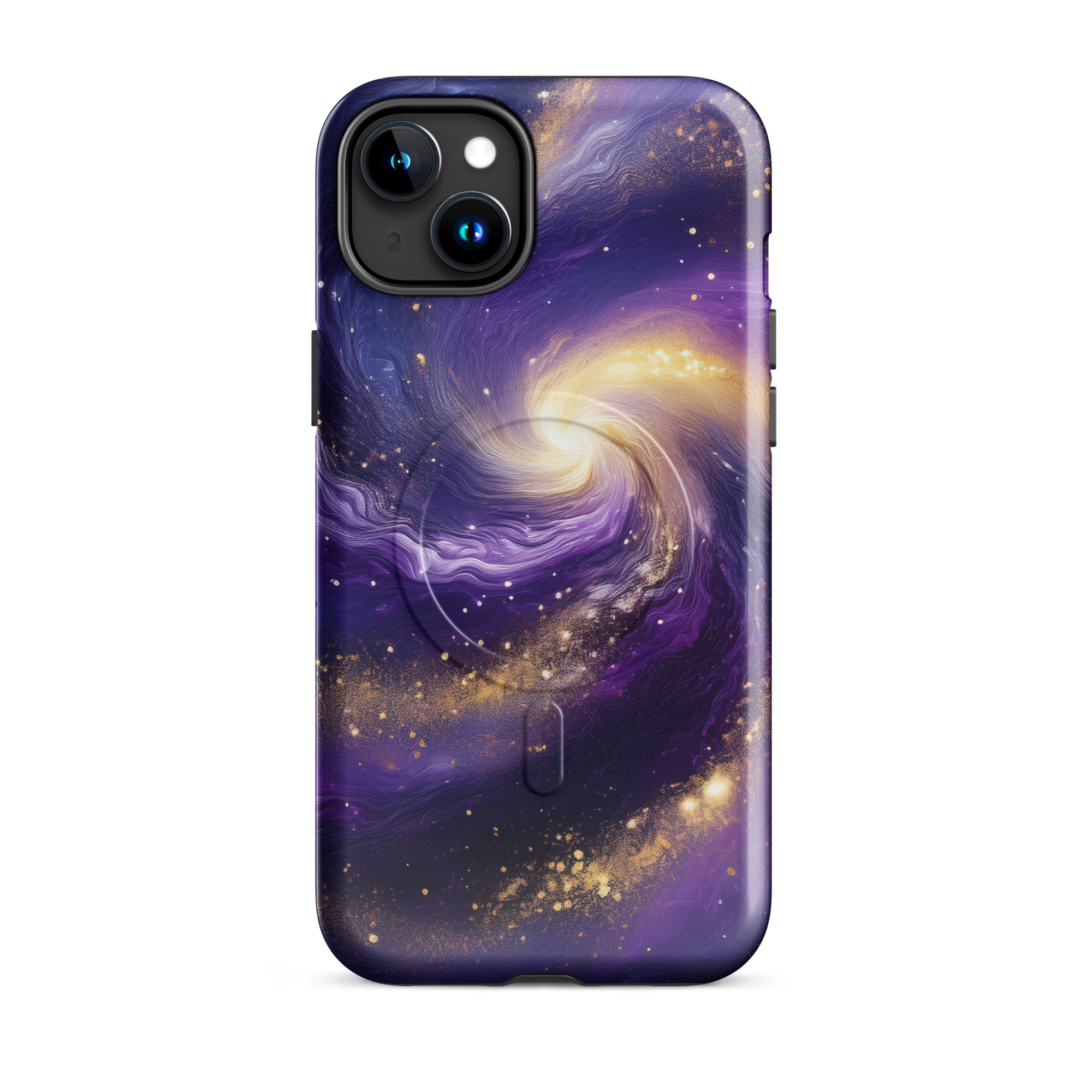 Stars and Space iPhone Case | Swirling Galaxy with Golden Stars Space MagSafe® tough case for iPhone® - Image 6