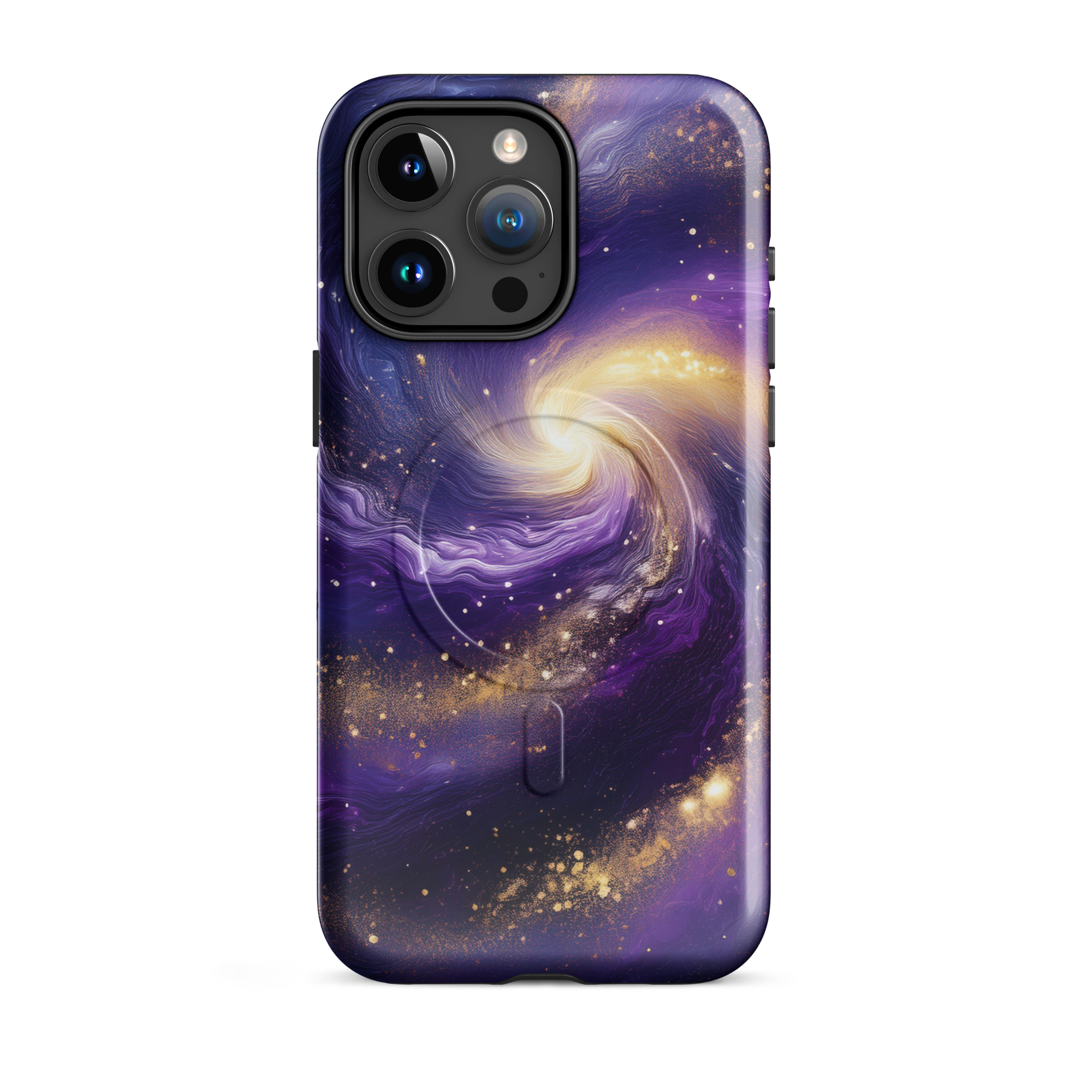 Stars and Space iPhone Case | Swirling Galaxy with Golden Stars Space MagSafe® tough case for iPhone® - Image 8