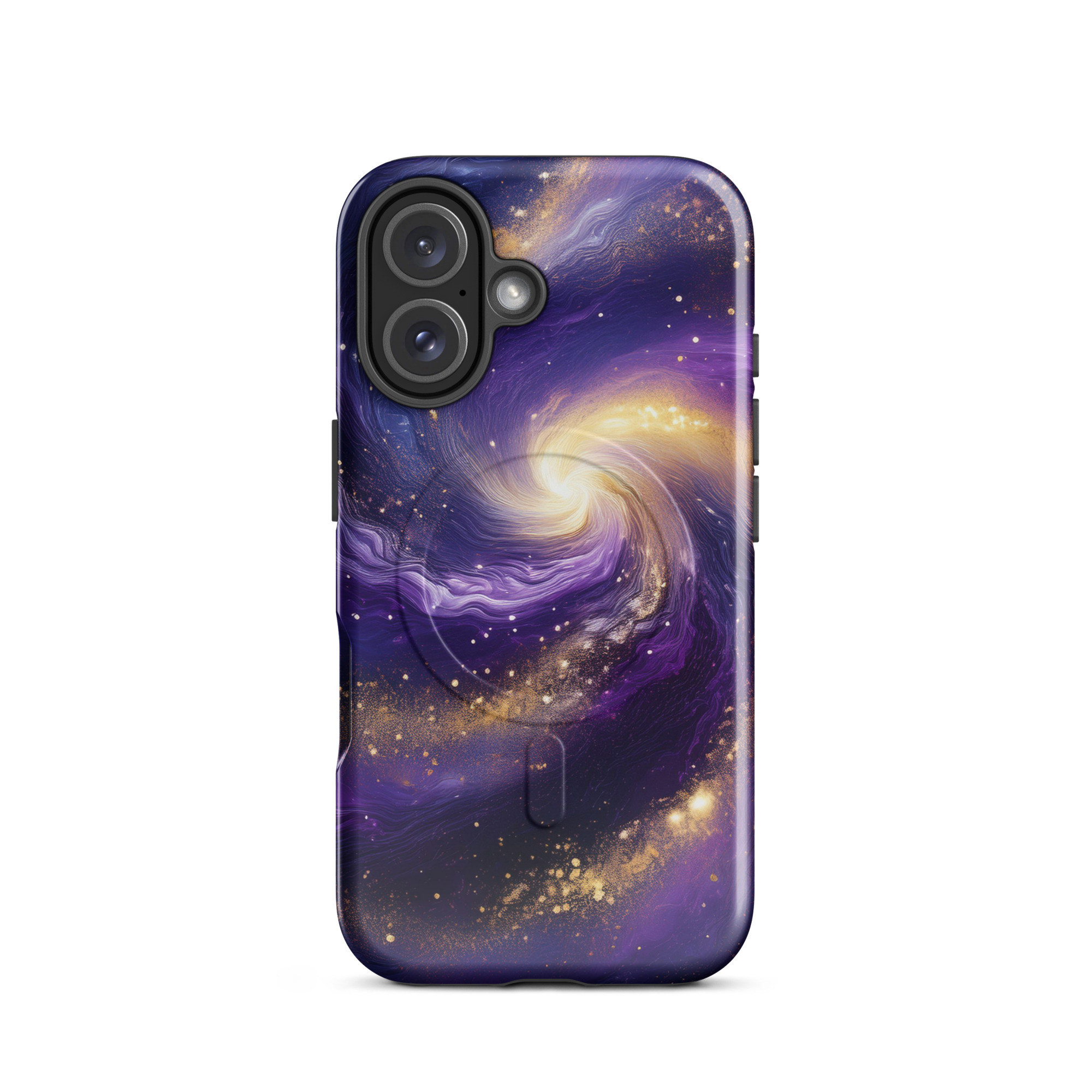 Stars and Space iPhone Case | Swirling Galaxy with Golden Stars Space MagSafe® tough case for iPhone® - Image 9