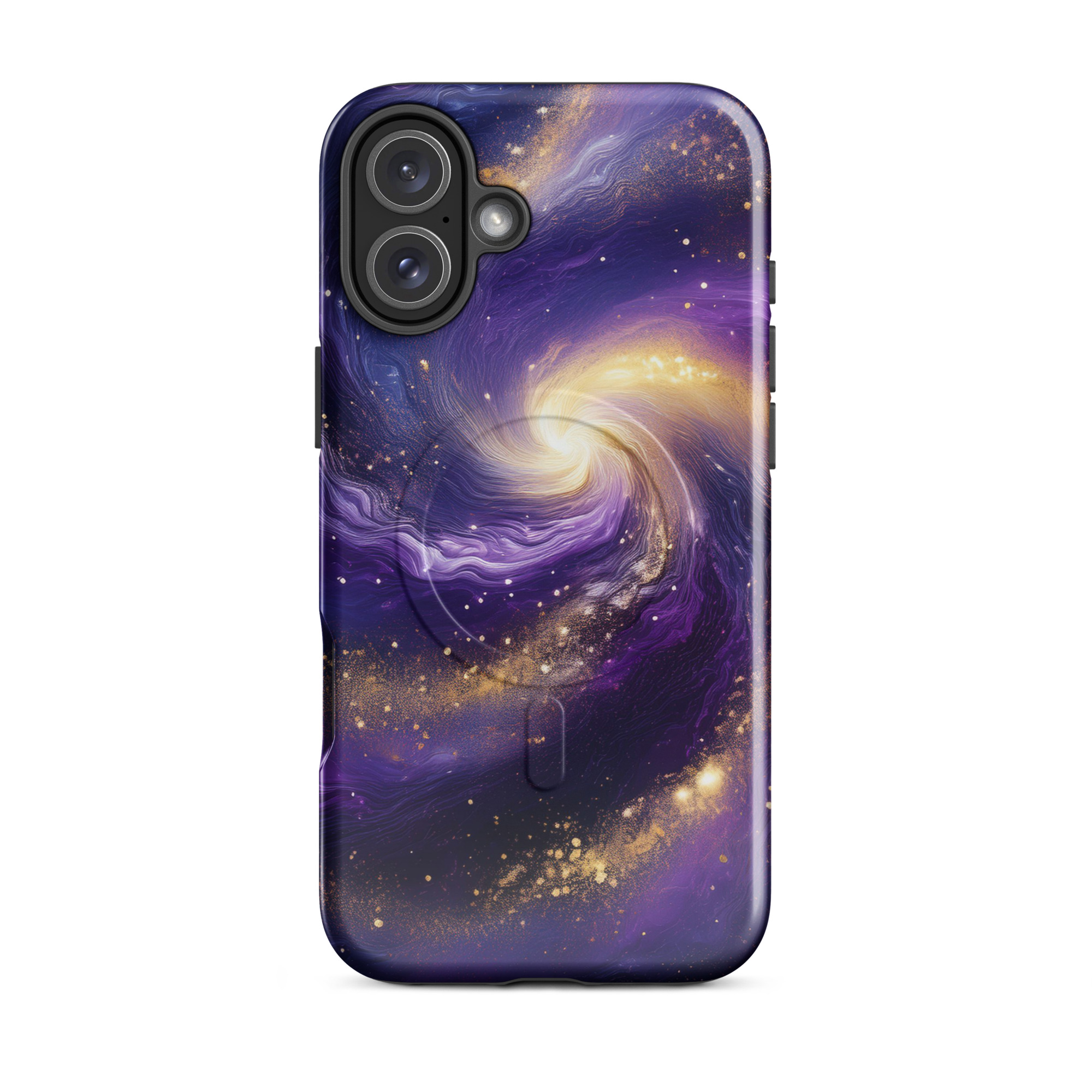 Stars and Space iPhone Case | Swirling Galaxy with Golden Stars Space MagSafe® tough case for iPhone® - Image 10