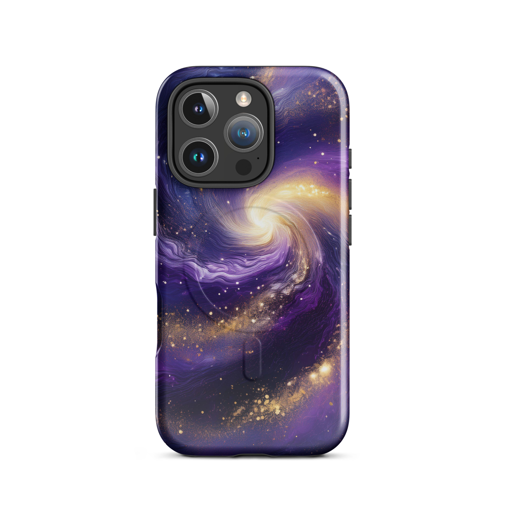 Stars and Space iPhone Case | Swirling Galaxy with Golden Stars Space MagSafe® tough case for iPhone® - Image 11