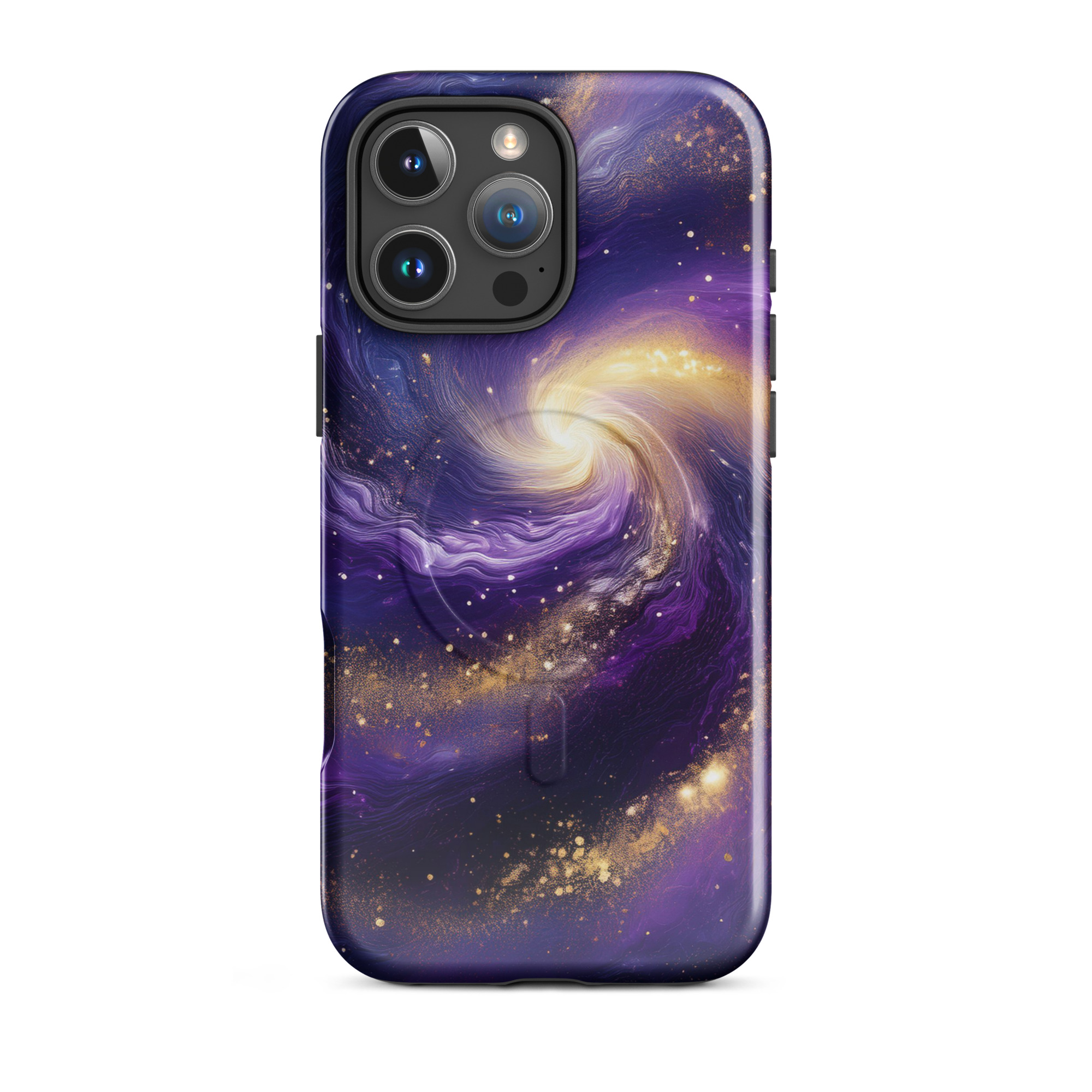 Stars and Space iPhone Case | Swirling Galaxy with Golden Stars Space MagSafe® tough case for iPhone® - Image 12