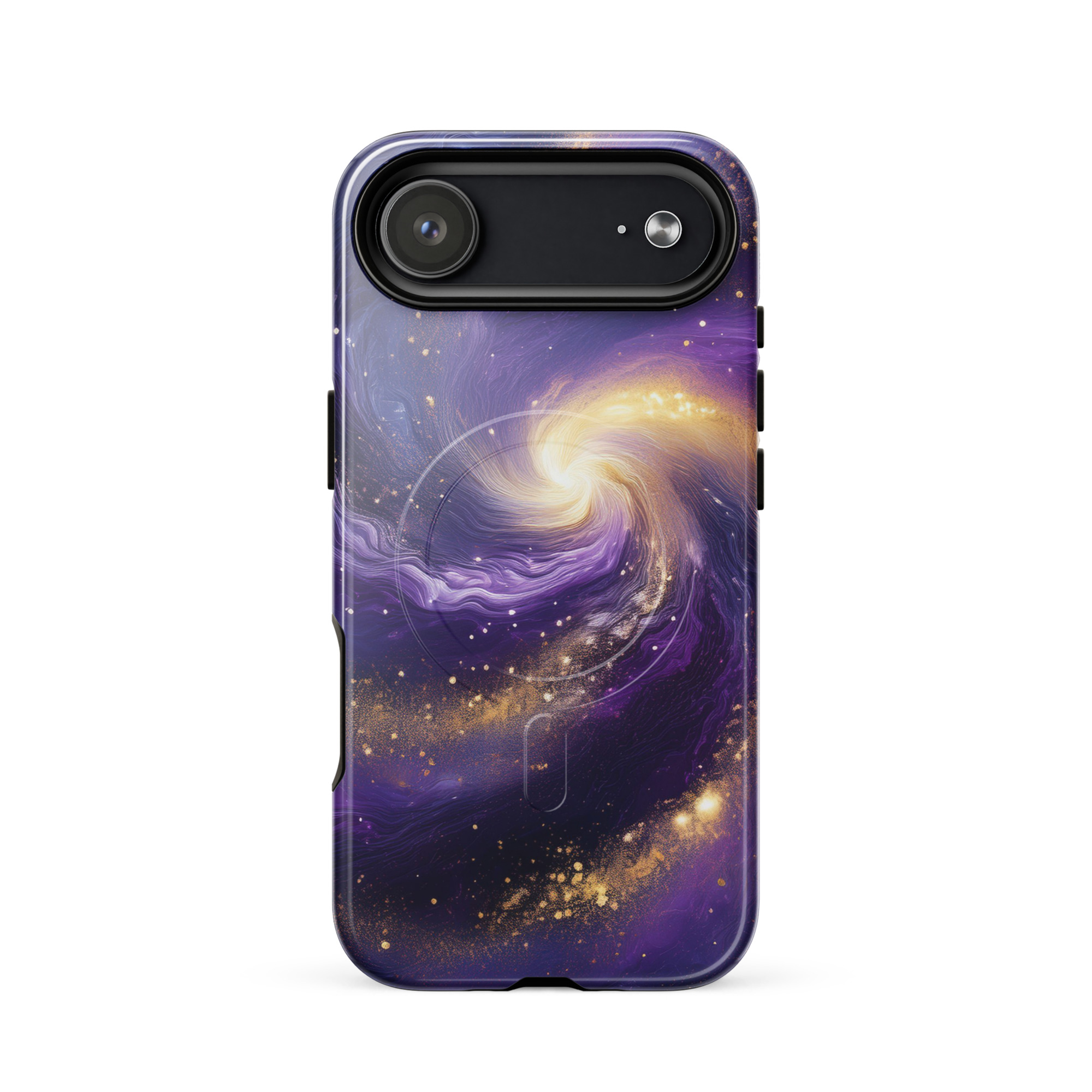 Stars and Space iPhone Case | Swirling Galaxy with Golden Stars Space MagSafe® tough case for iPhone® - Image 14
