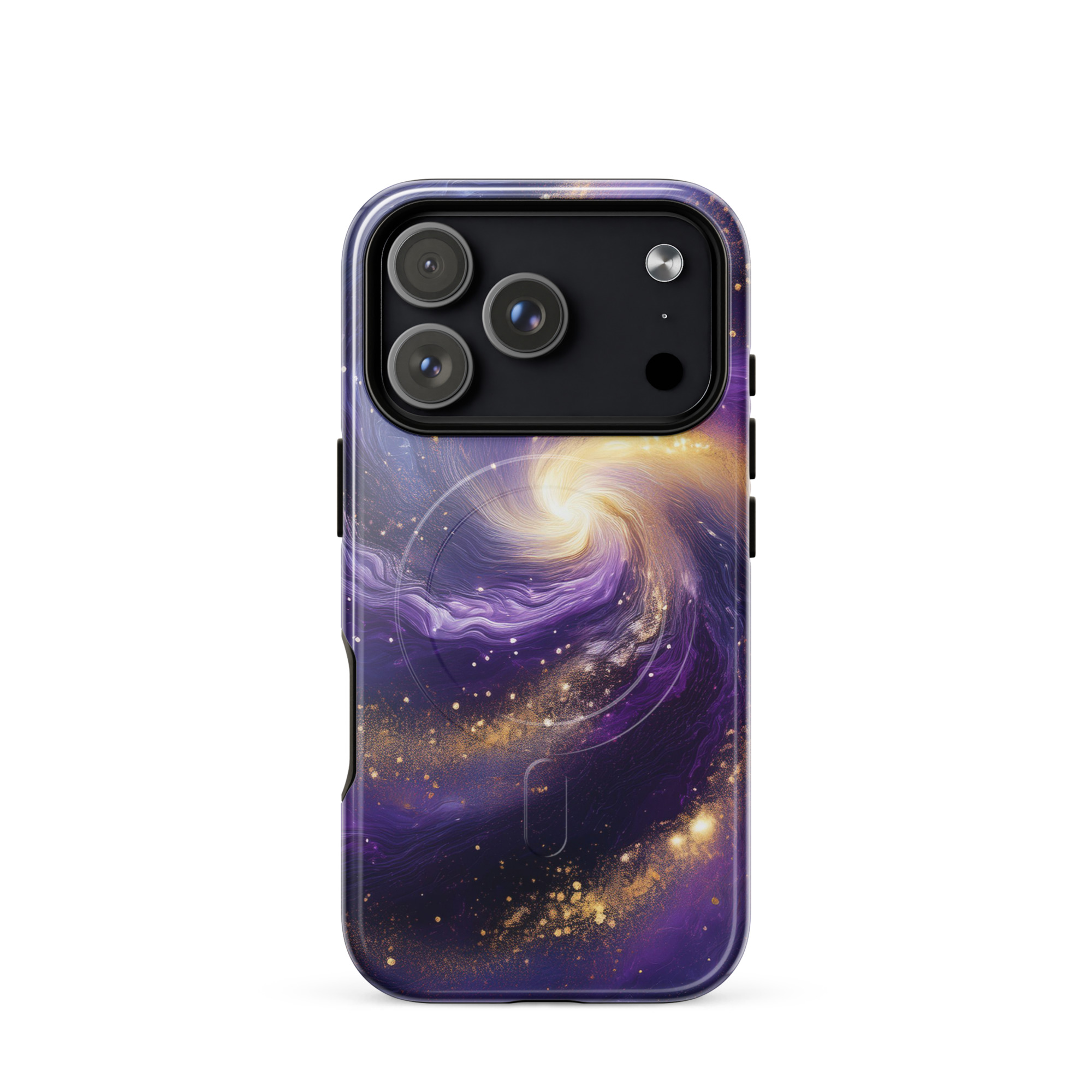 Stars and Space iPhone Case | Swirling Galaxy with Golden Stars Space MagSafe® tough case for iPhone® - Image 15