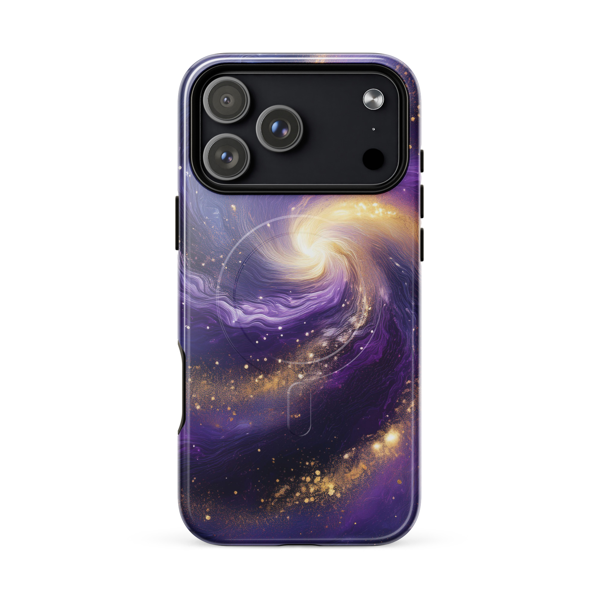 Stars and Space iPhone Case | Swirling Galaxy with Golden Stars Space MagSafe® tough case for iPhone® - Image 16
