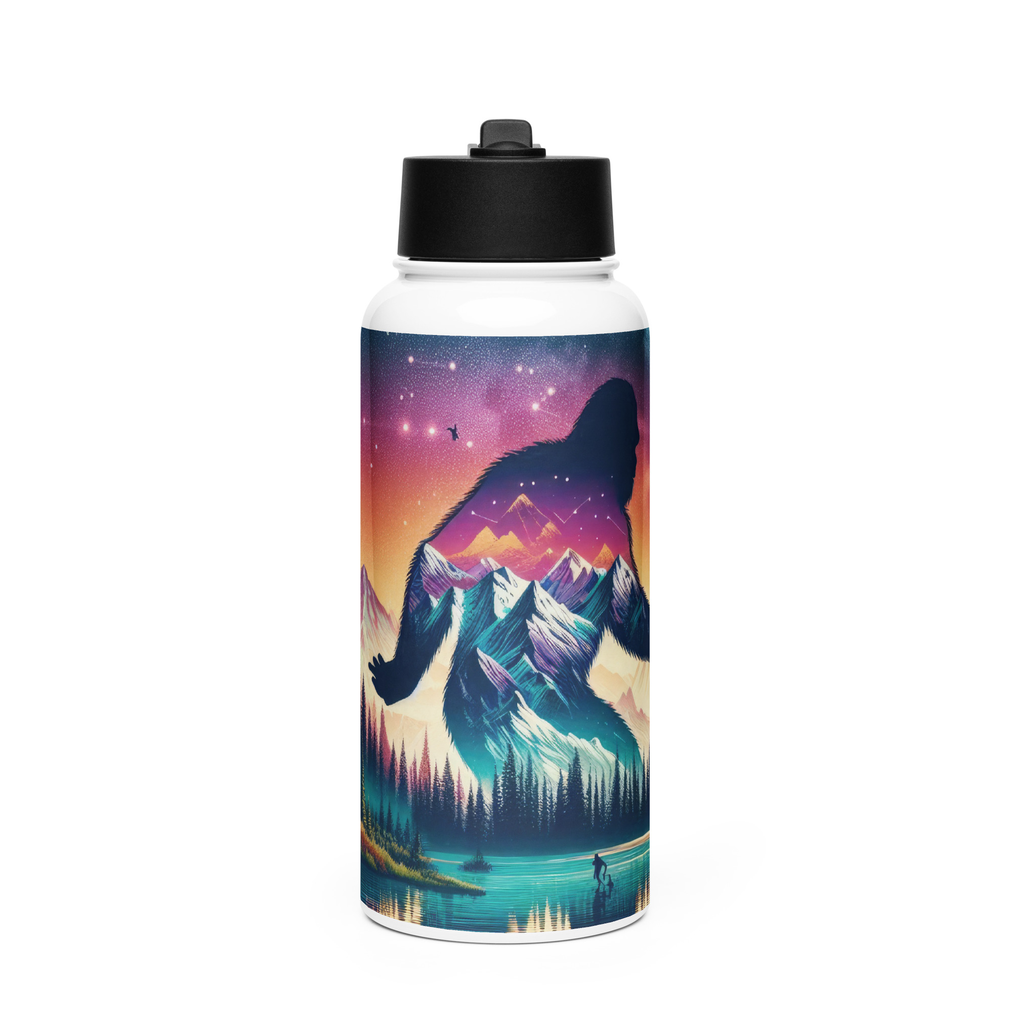 Bigfoot Tumbler | 32 oz Stainless Steel Water Bottle with Straw Lid | Sasquatch Gift - Image 2