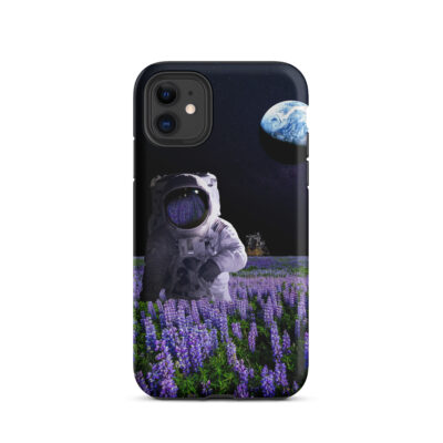 Astronaut on Lilac Field Moon iPhone Case | Tough Space Case
