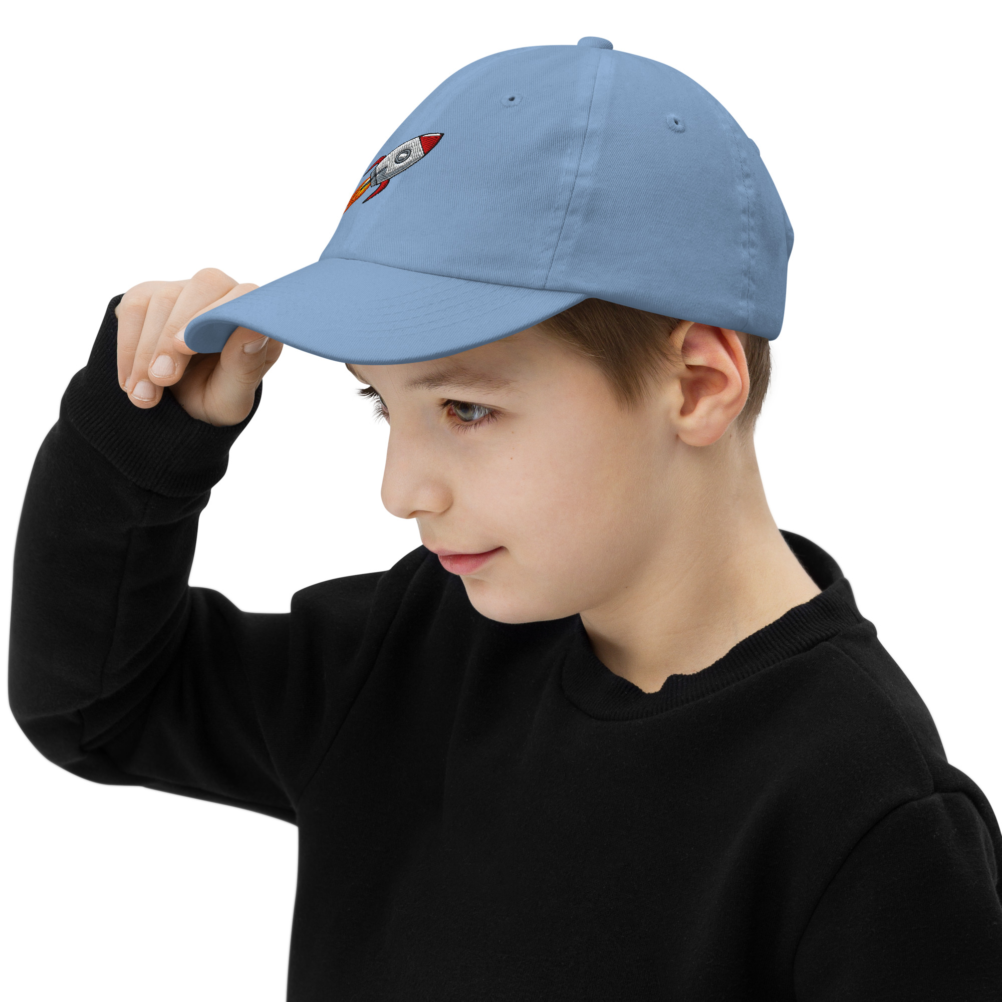 Rocket Emoji Kids Baseball Cap | Spaceship Youth Hat - Image 11