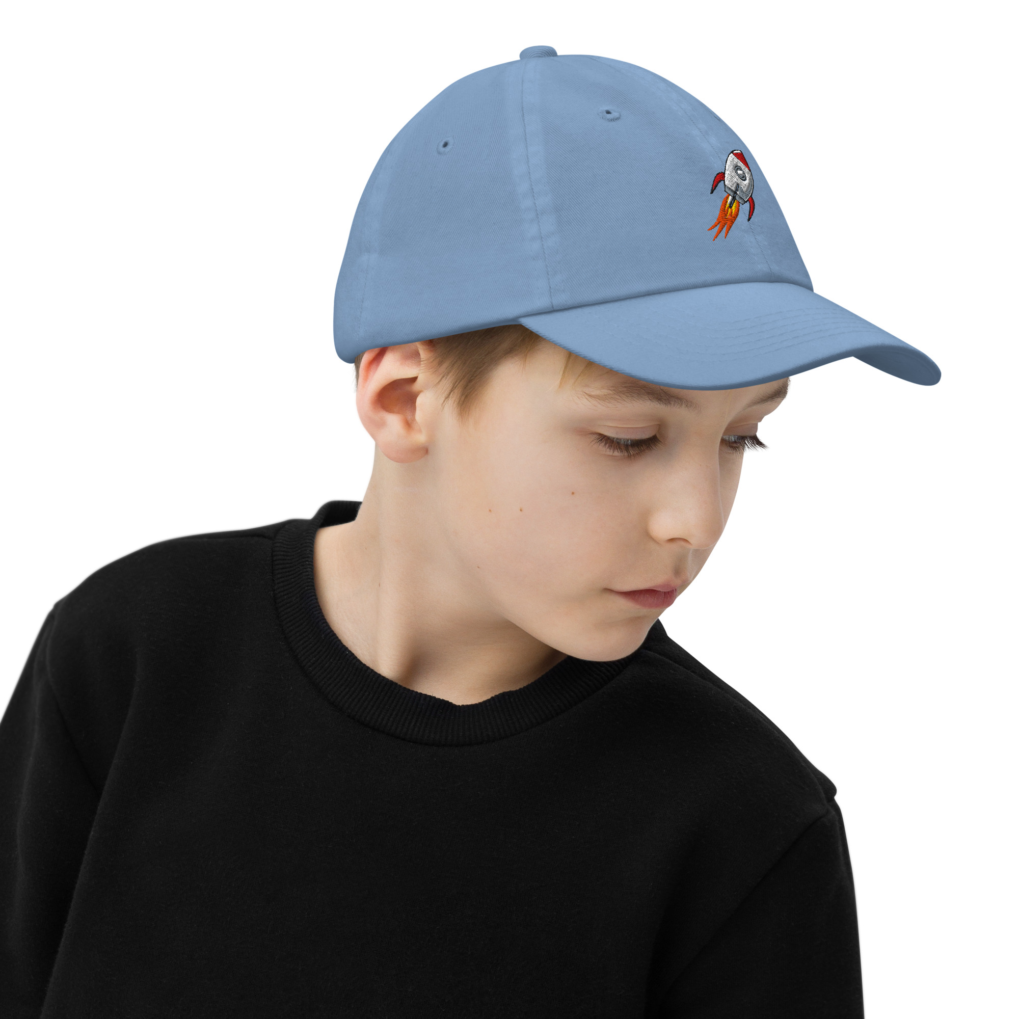 Rocket Emoji Kids Baseball Cap | Spaceship Youth Hat - Image 12