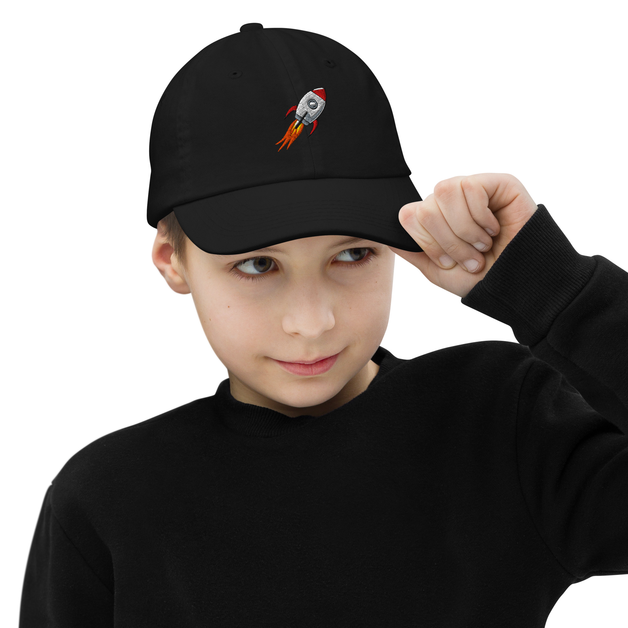 Rocket Emoji Kids Baseball Cap | Spaceship Youth Hat
