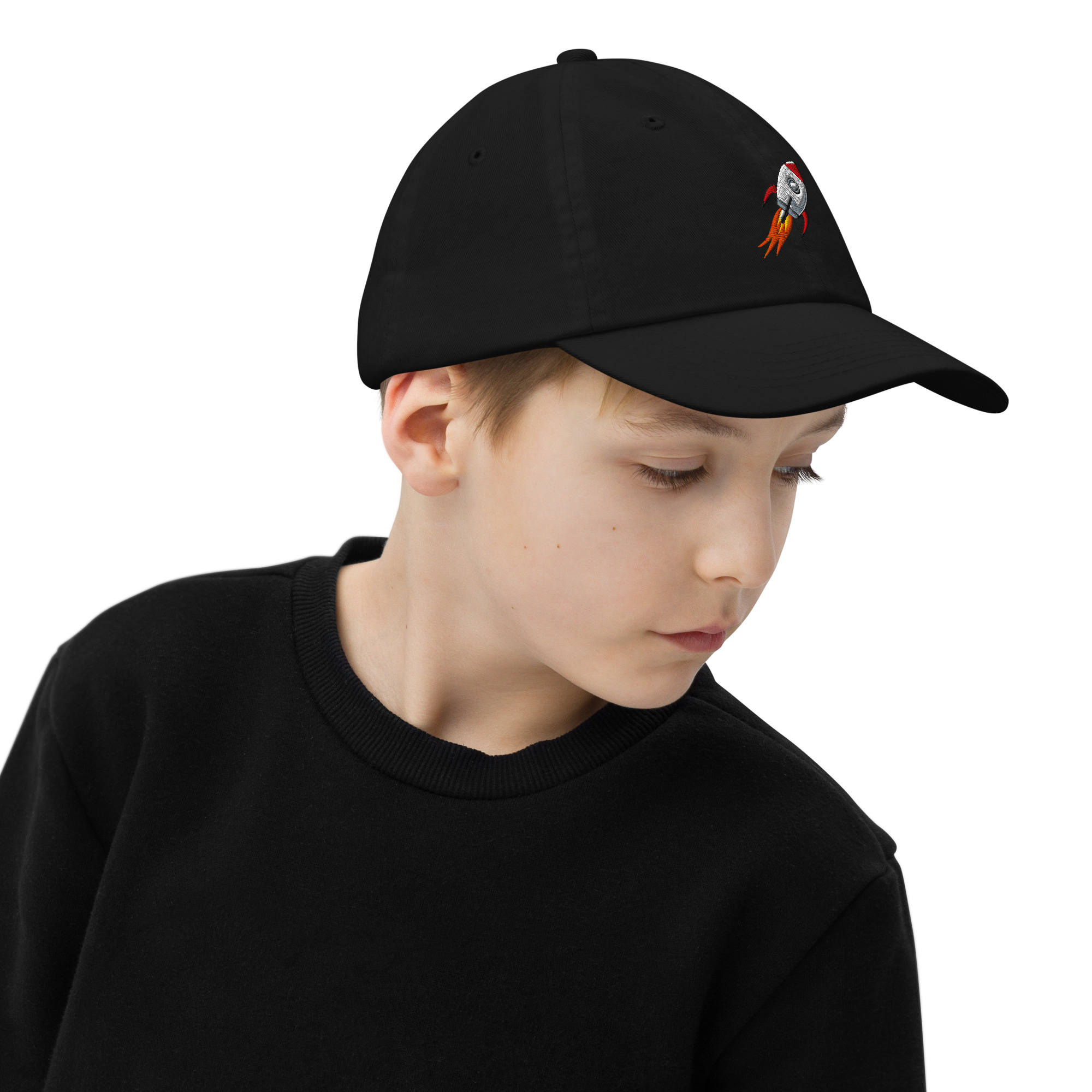 Rocket Emoji Kids Baseball Cap | Spaceship Youth Hat - Image 4