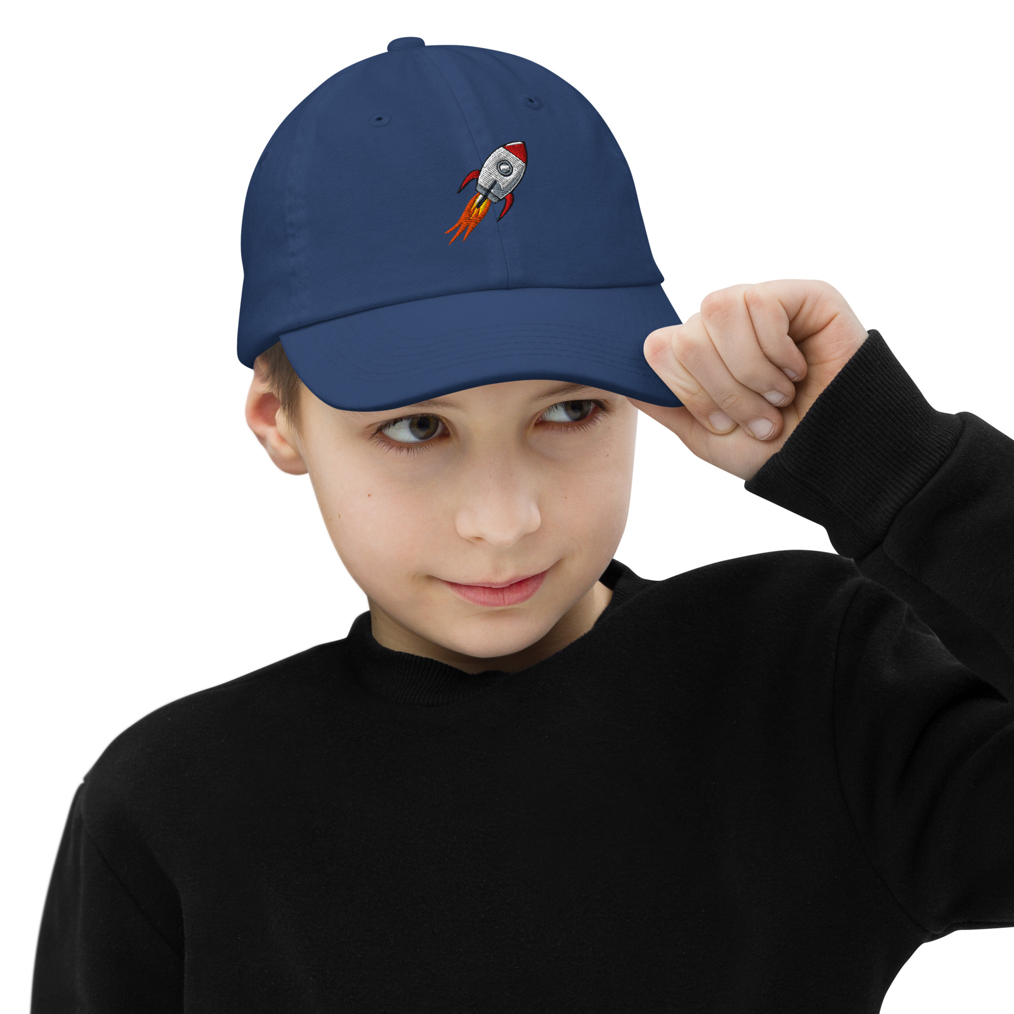 Rocket Emoji Kids Baseball Cap | Spaceship Youth Hat - Image 5