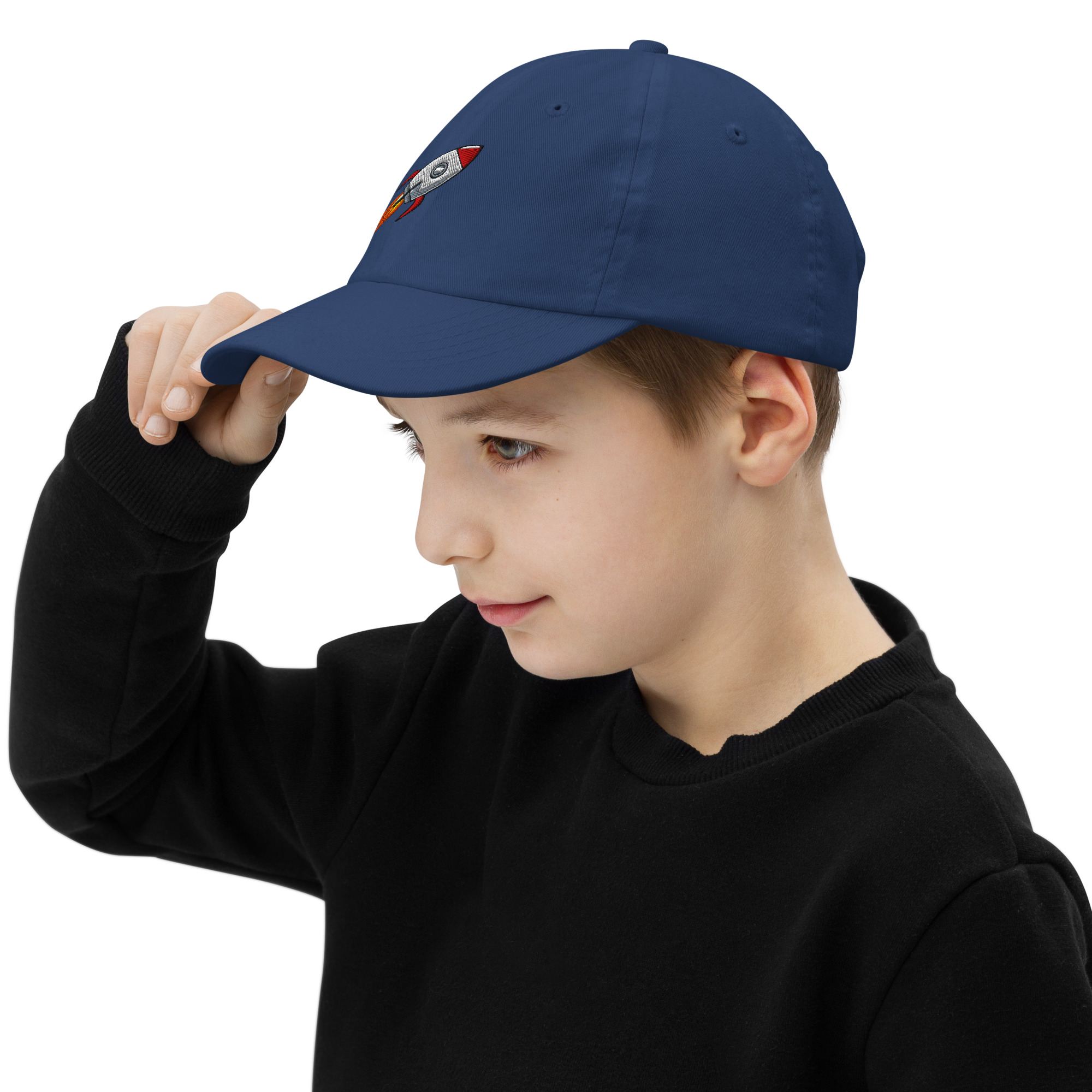 Rocket Emoji Kids Baseball Cap | Spaceship Youth Hat - Image 7