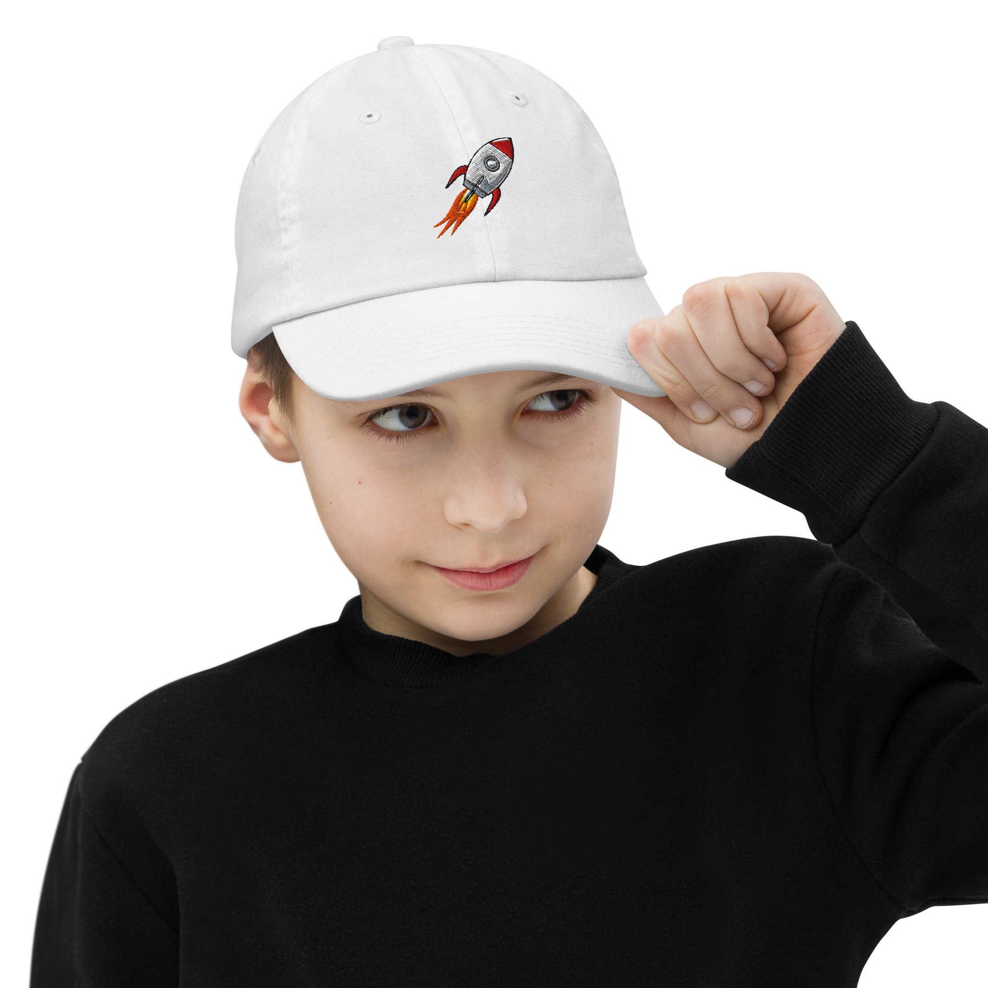 Rocket Emoji Kids Baseball Cap | Spaceship Youth Hat - Image 17